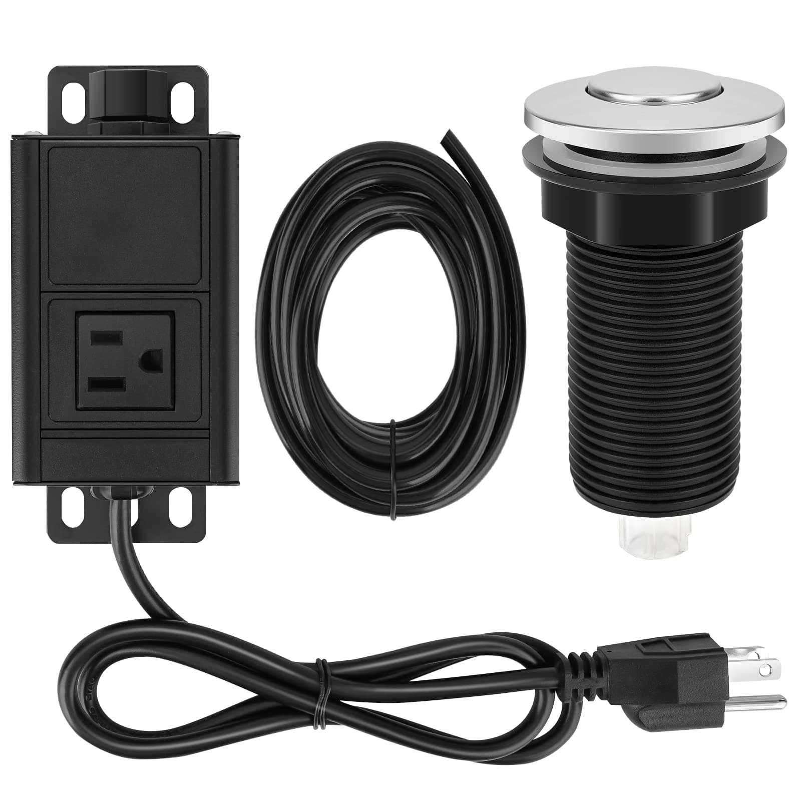 ROMECH Garbage Disposal Air Switch Kit, Sink Top Air Push Button for Waste Disposer, Safe for Wet Hands Food and Waste Disposals up to 2HP (Polished Stainlesss Steel)