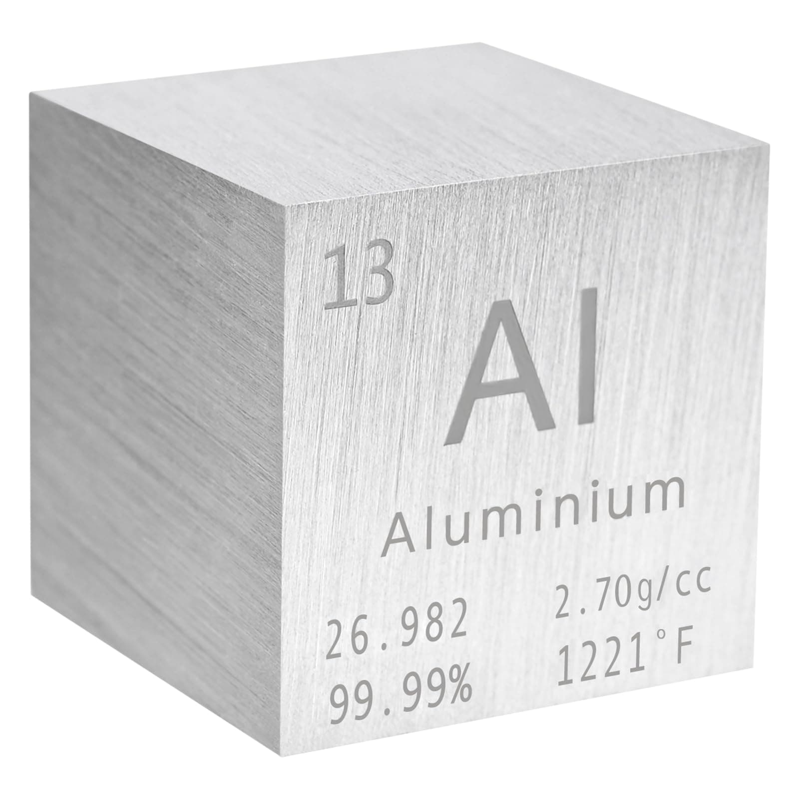 Aluminum Cube 99.99% Pure Element 25.4mm Density for Collection DIY Teacher Science Creative Gift (1 Inch)