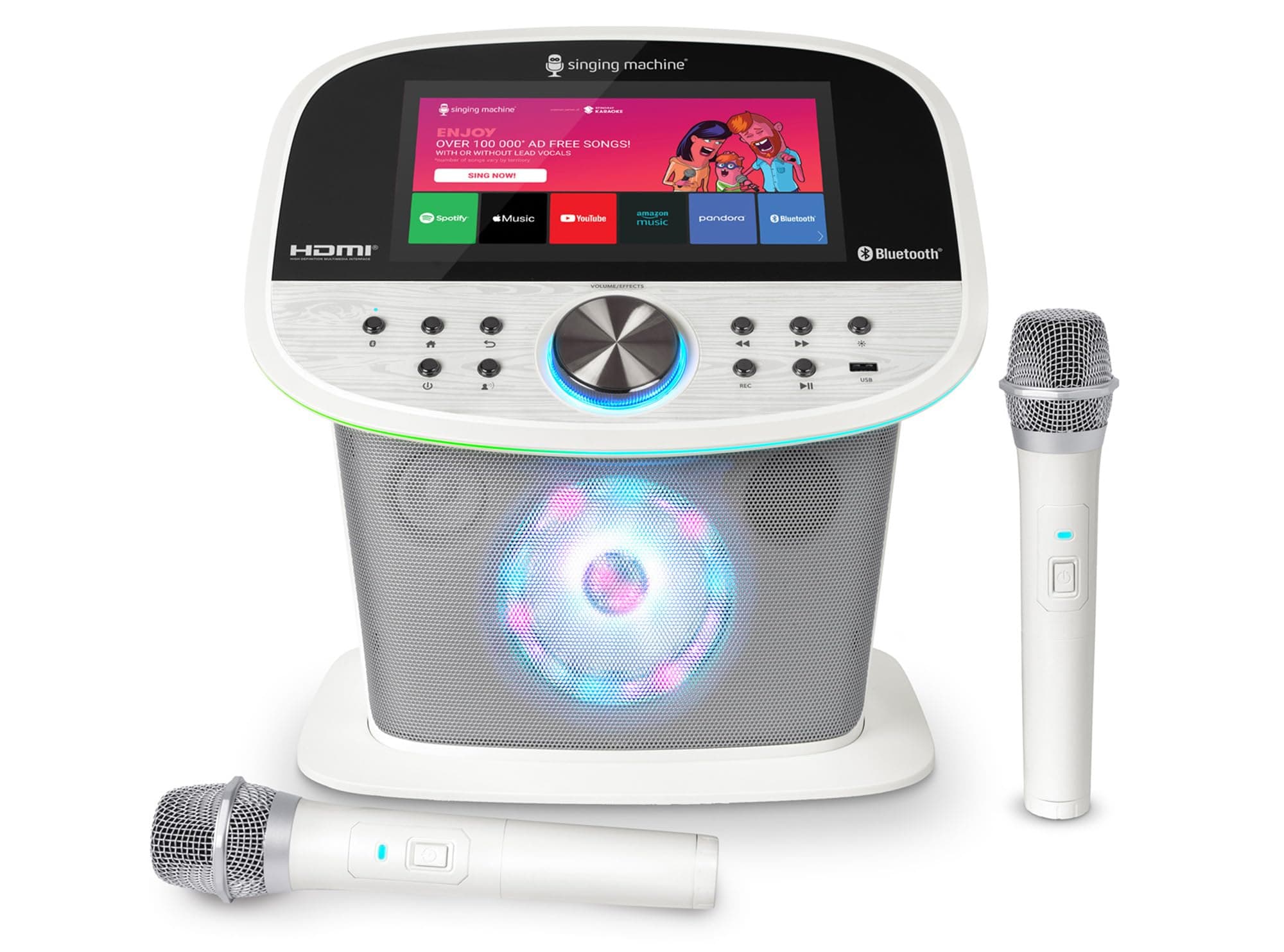 - Platinum Plus All-in-One Karaoke Machine with 2 Wireless Microphones, Bluetooth & WiFi Speaker, Portable System with Premium Sound, App Compatible (YouTube, Spotify) for Home & Parties
