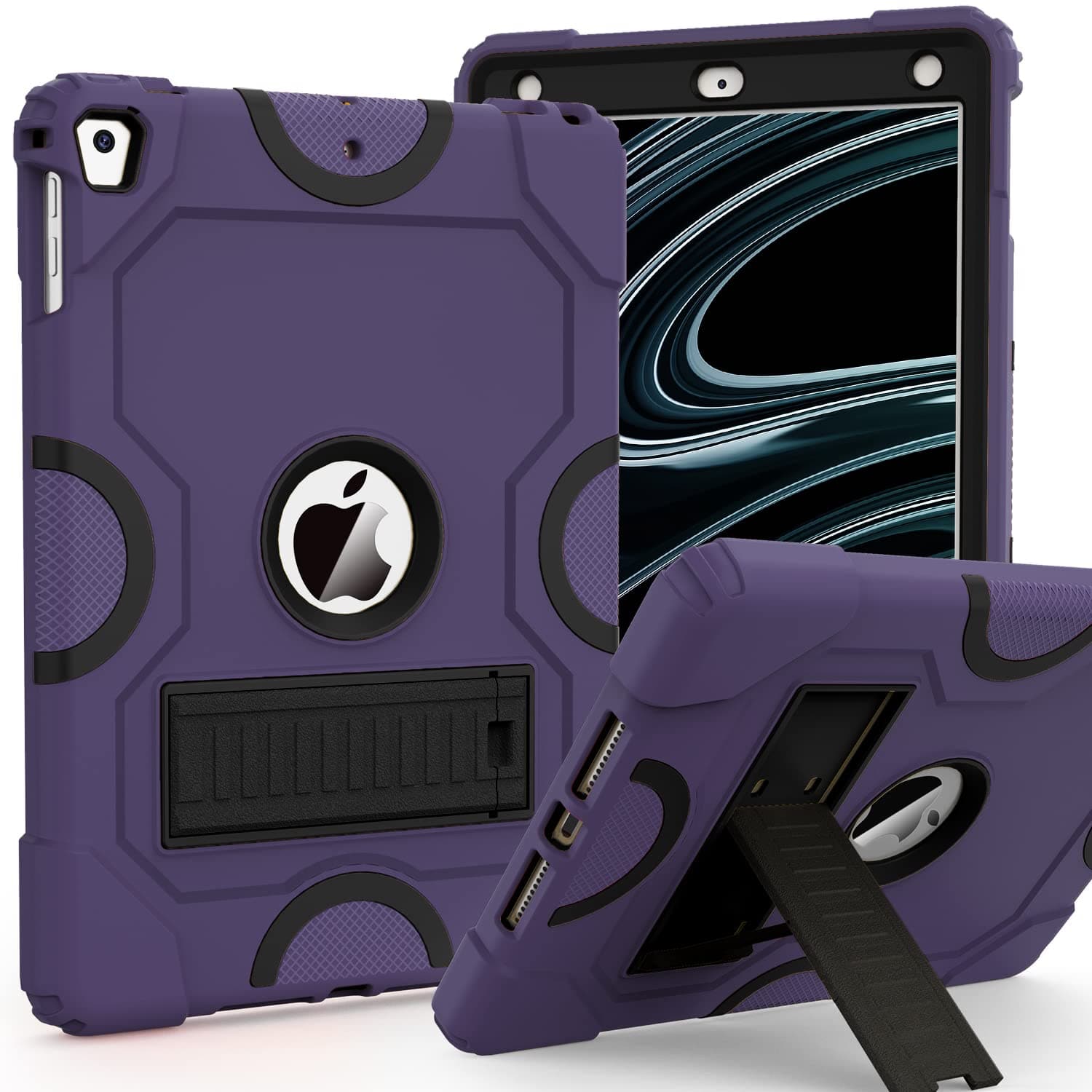 Case for iPad 6th/5th Gen (9.7 Inch, 2018/2017 Model), iPad Air 2 / 1st Gen, iPad Pro 9.7 (2016), Heavy Duty Shockproof Rugged Protective Case - Deep Purple