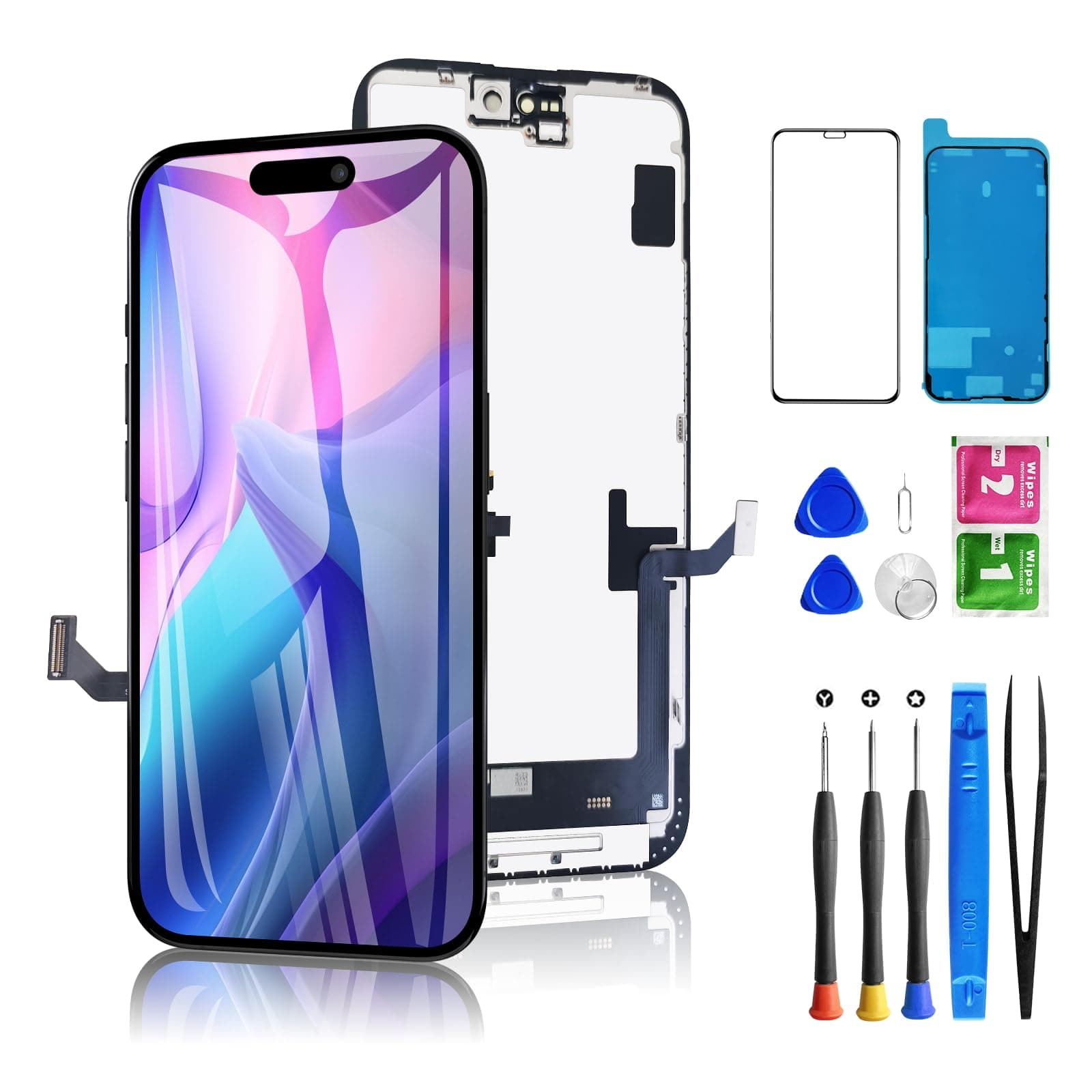 for iPhone 15 Plus Screen Replacement 6.7 inch Full HD, 3D Touch LCD Screen Display Digitizer Assembly with Repair kit, Compatible for Model A2847, A3093, A3096, A3094