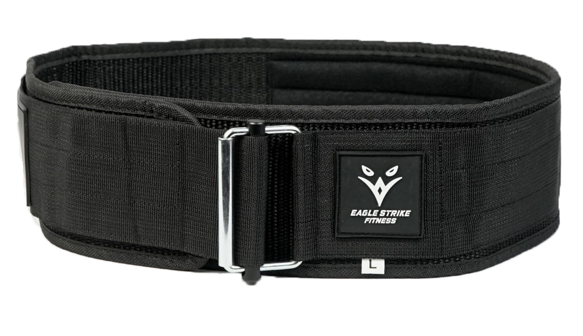 EAGLE STRIKESelf Securing Weight Lifting Belt,4 Inch Lifting Belt with Metal Self Locking Buckle, Back Support for Bodybuilding, Deadlifting, Powerlifting, Squats and Intense Gym Workout