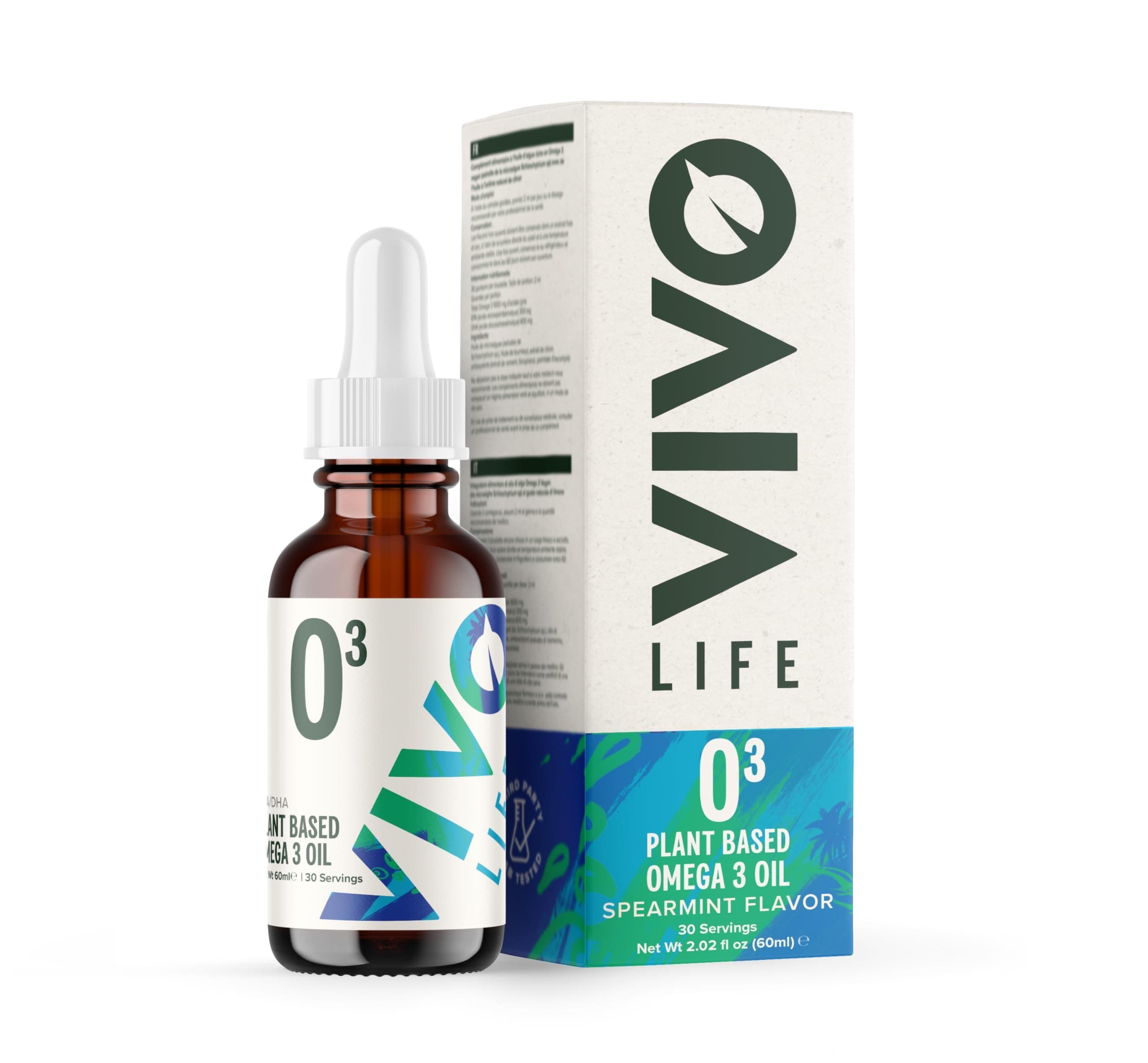 Vegan Omega 3 Liquid Drops from Algae, 60ml, 30 Servings, Natural Health Supplement (60 ml (Pack of 1), Mint)