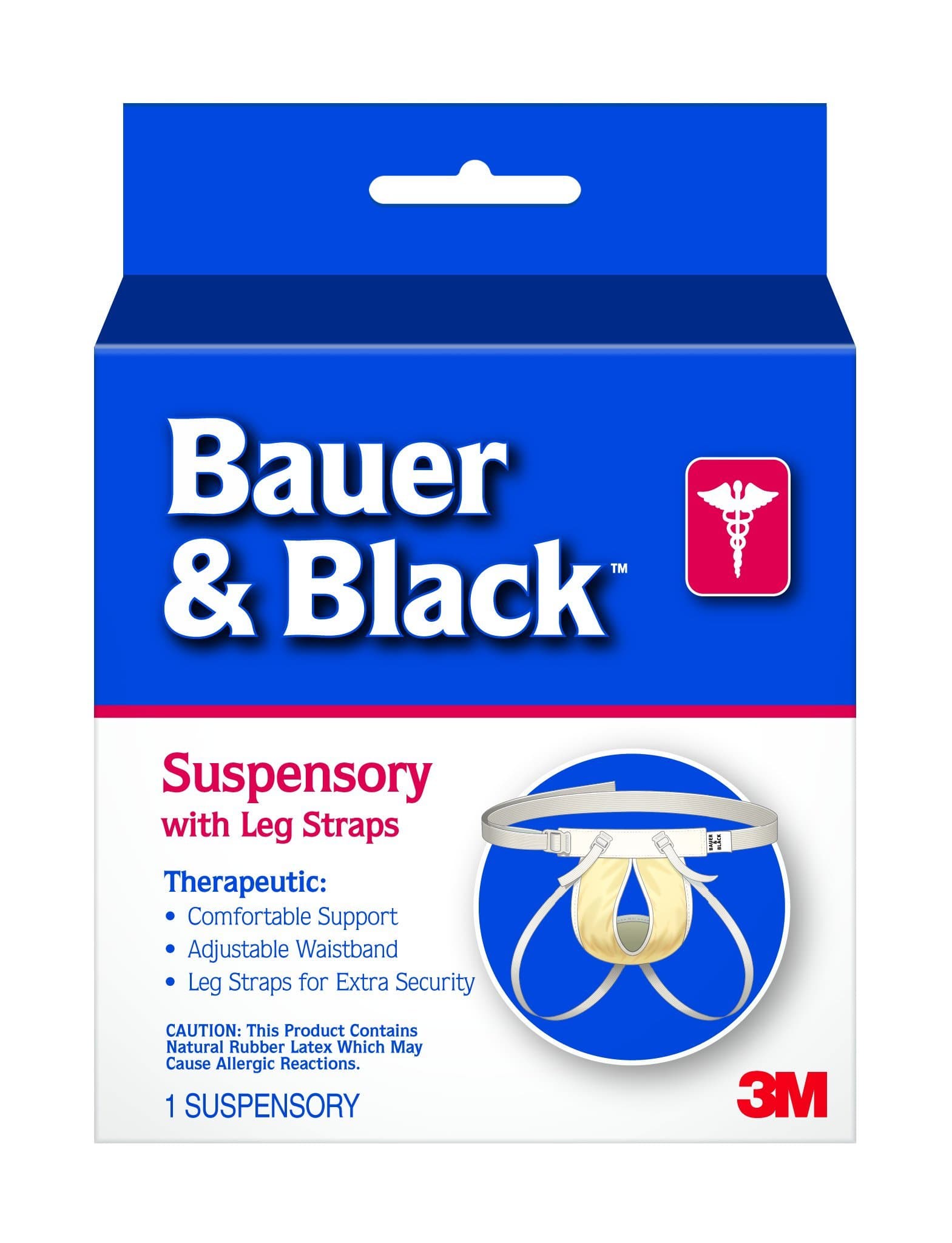 3M Bauer and Black 0-2 Suspensory with Leg Strap, Small