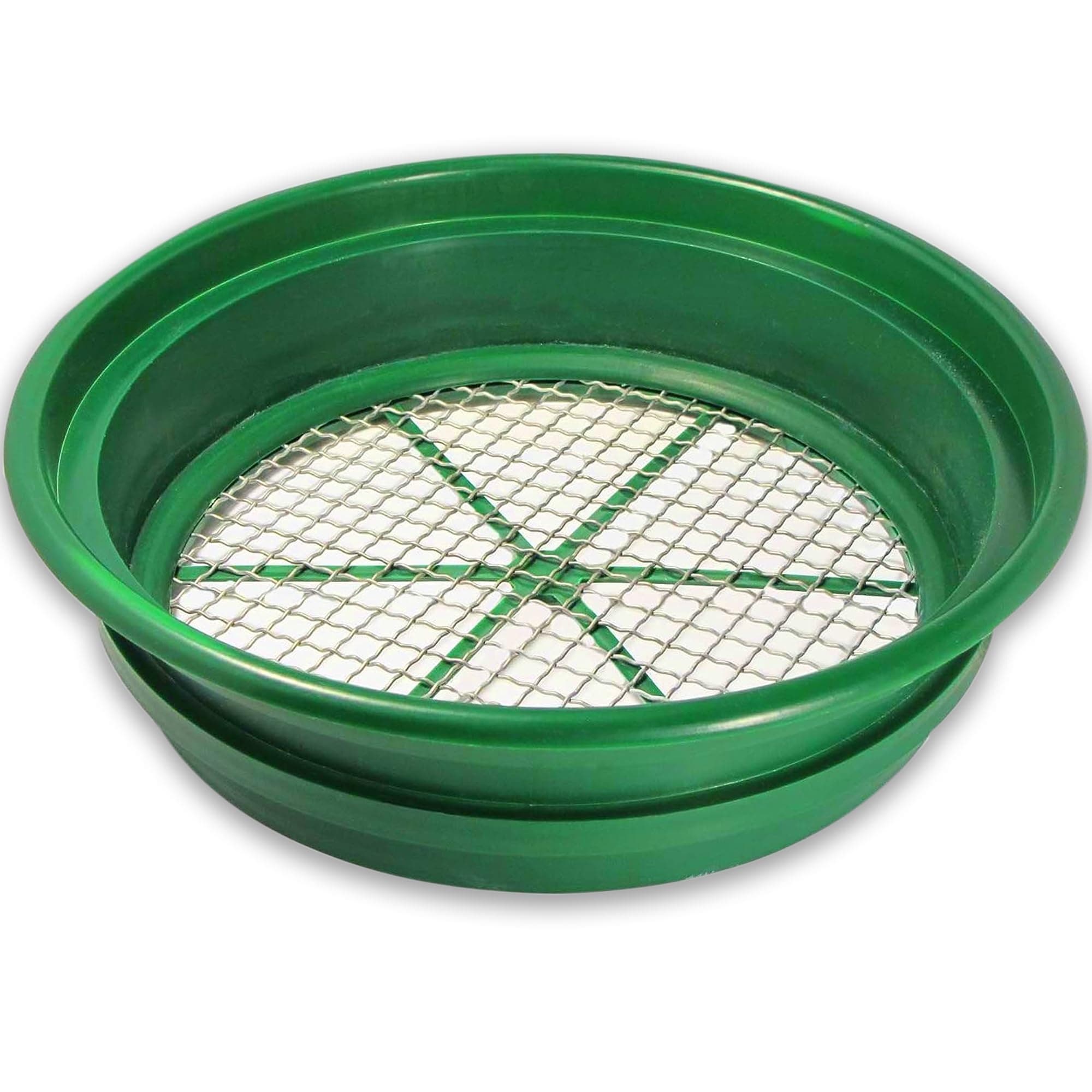 SE 13.25 Inch Wide Stackable Classifier Gold Prospecting Pan - 1/2 Inch Stainless Steel Mesh Sifting Pan, Green