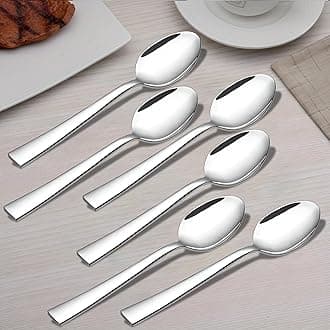 6 Pieces Stainless Steel Spoons Set, Dinner Spoon Length 16cm, Food Grade Silverware for Home & Kitchen- Mirror Polished, 6 Silver Spoons