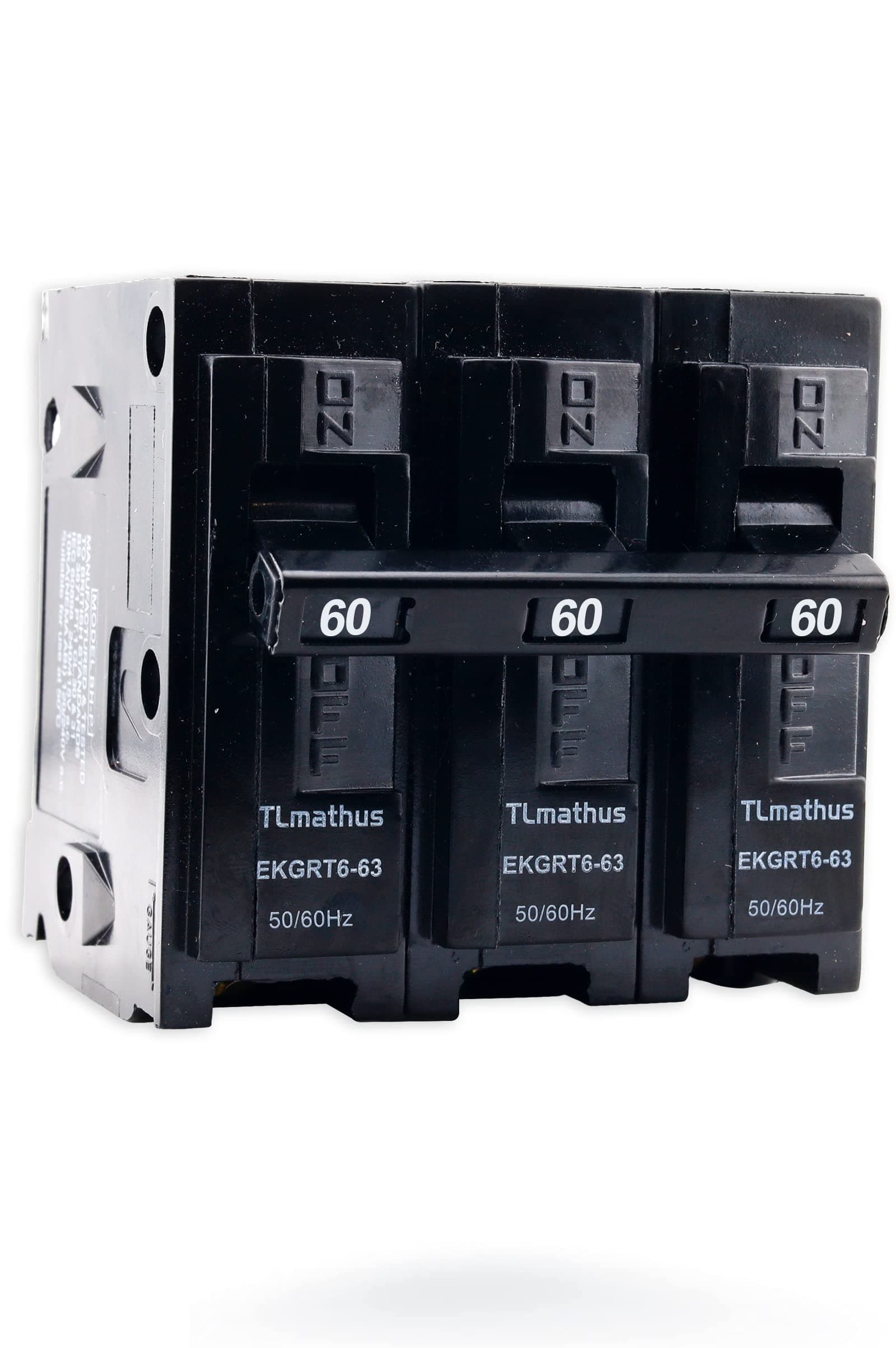 60 Amp 3 Pole Type QP Circuit Breaker Plug-On Molded Case Circuit Breaker, Thermal Magnetic Protection, 10KAIC, 120/240V, Fit for Commercial and Light Industrial installations(3P 60A)