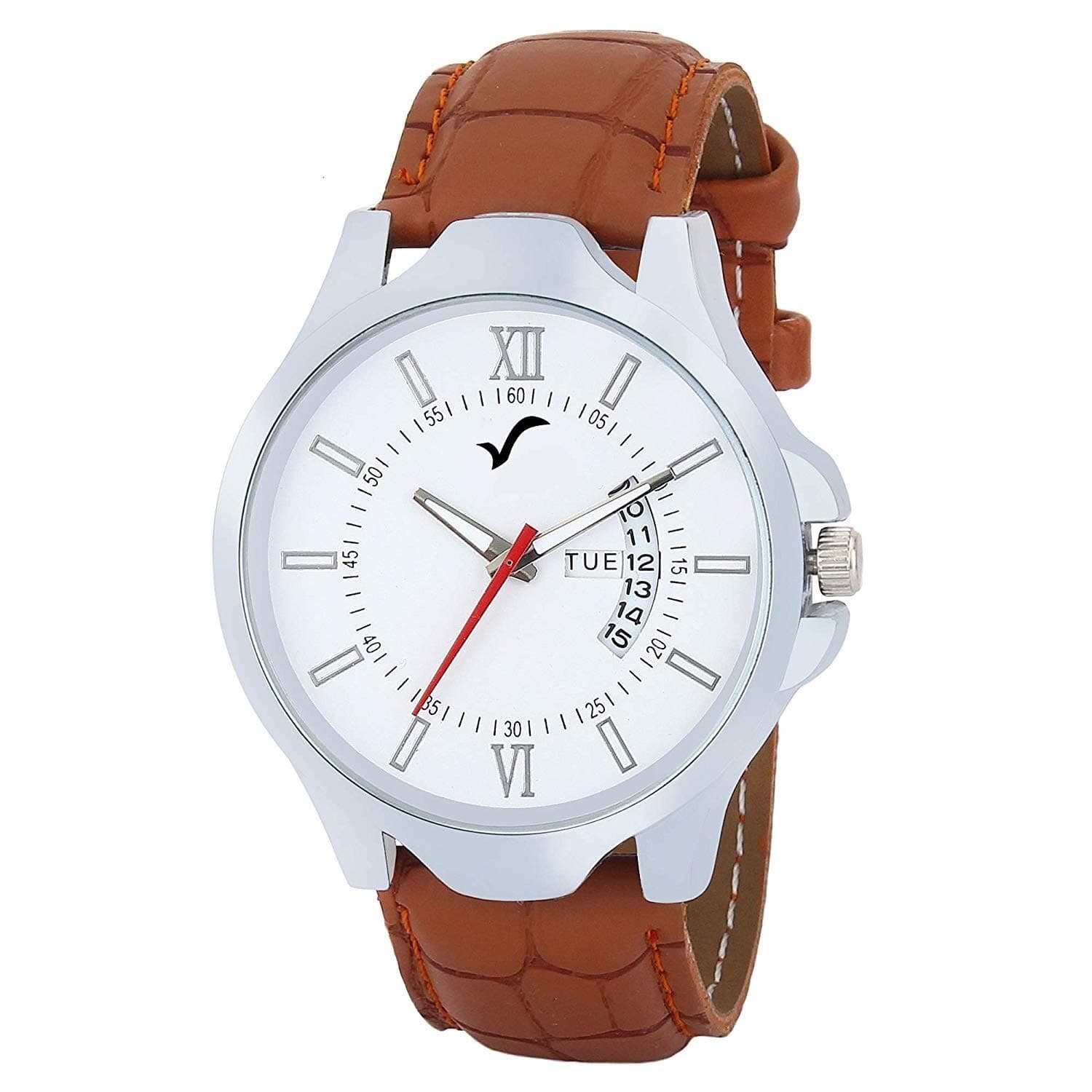 WRIGHTRACK Analogue Men's Watch (White Dial Brown Colored Strap)