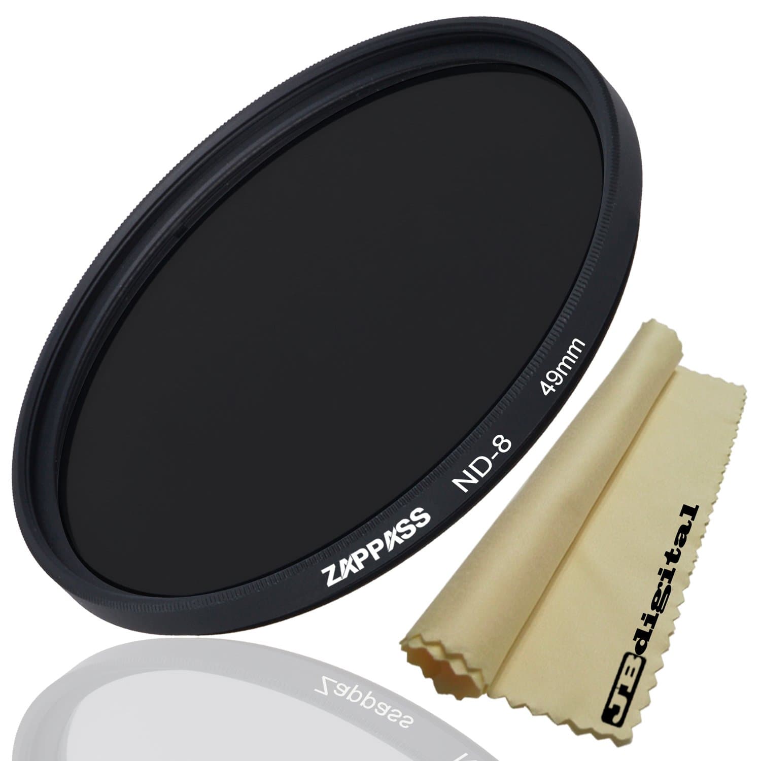 Professional 49mm ND8 Neutral Density Filter + JB Digital Microfiber Lens Cleaning Cloth