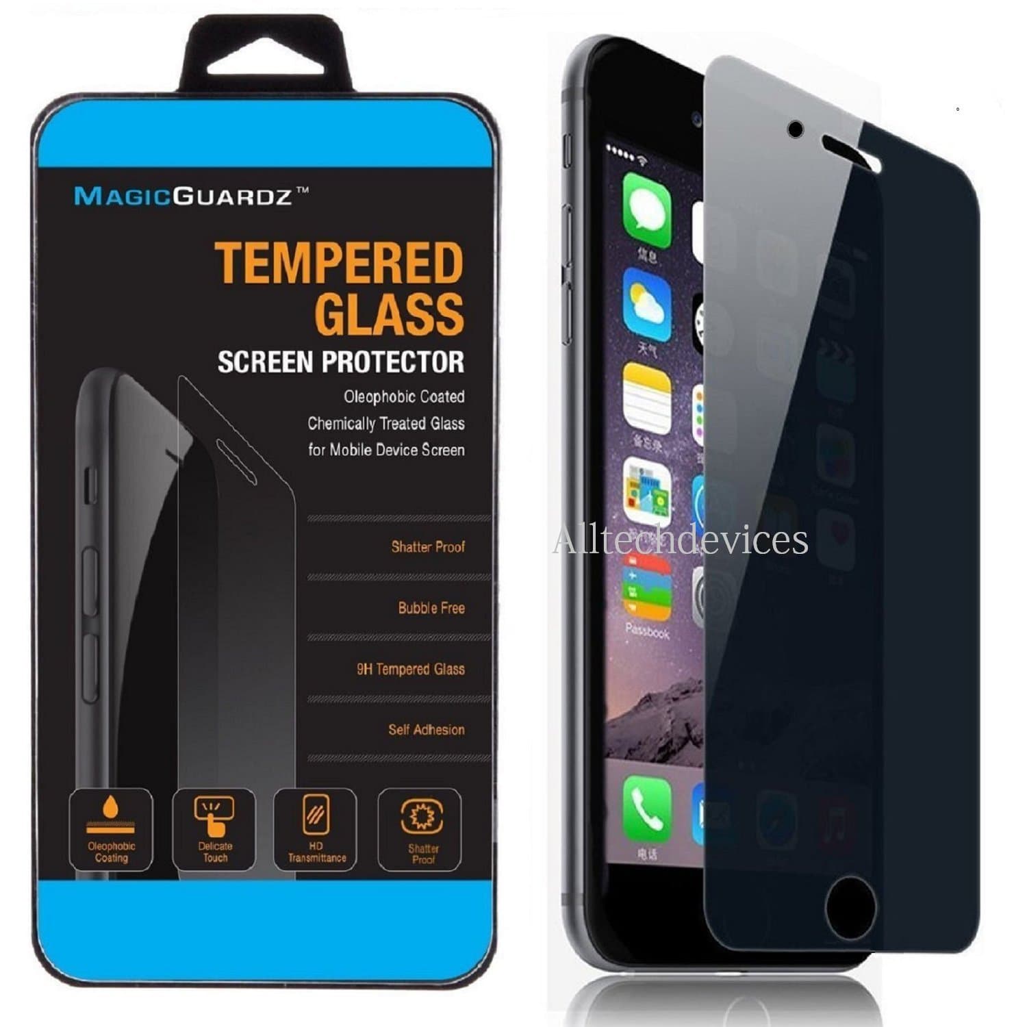 MagicGuardz®, Made for Apple iPhone 6 Plus 5.5", Privacy Anti-Spy Tempered Glass Screen Protector Shield, Retail Box