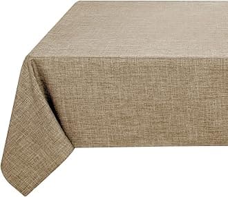 Fitable Faux Linen Tablecloth Rectangle 60 x 120 Inch - Rustic Fabric Table Cloth for 8 Foot Tables, Nature Faux Burlap Table Cover for Kitchen Dining, Party, Farmhouse