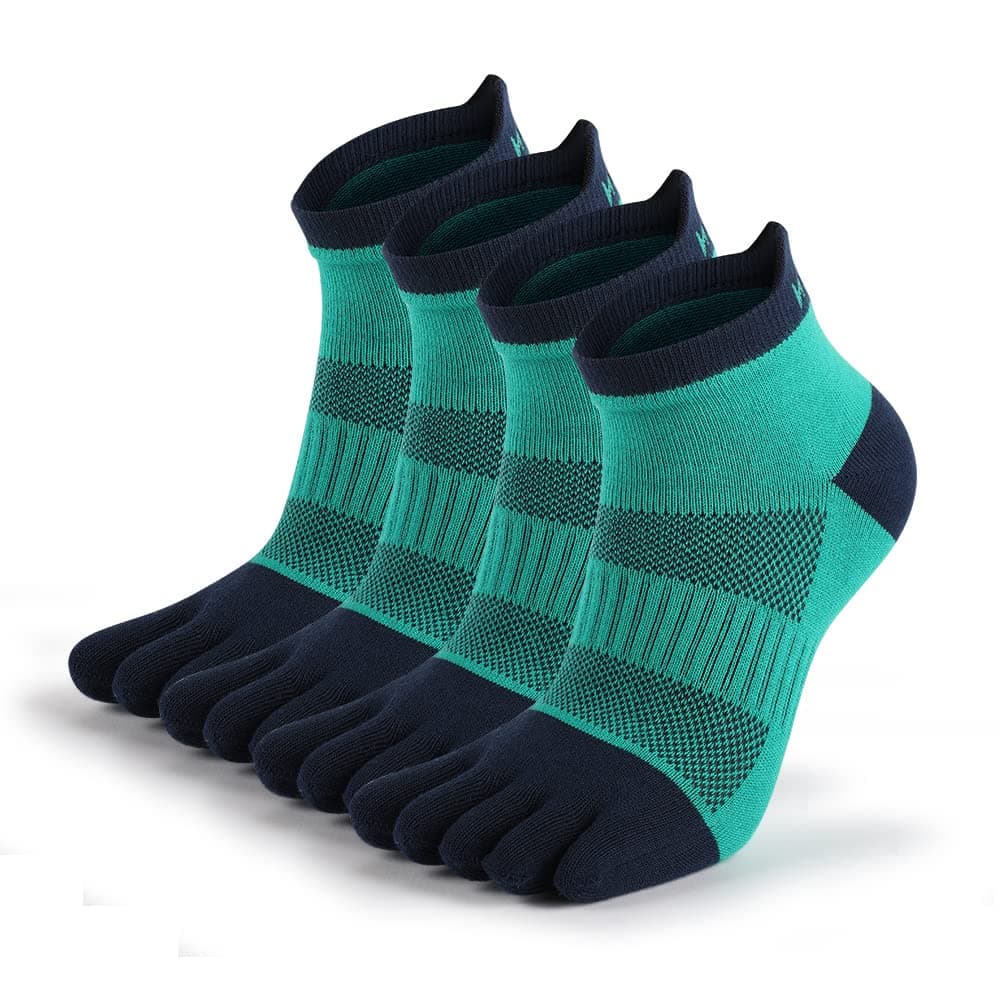 Men's Cotton Toe Socks Five Finger Socks Compression Crew No Show Athletic Socks for Running 4 Pairs(Size 7-11)