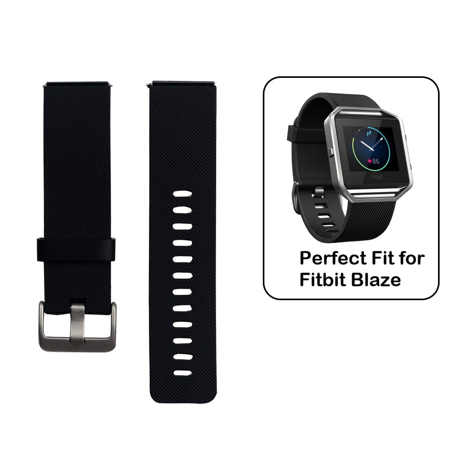 MASKED® Replacement Wristband Silicon Strap with Adjustable Buckle for Fitbit Blaze Smartwatch