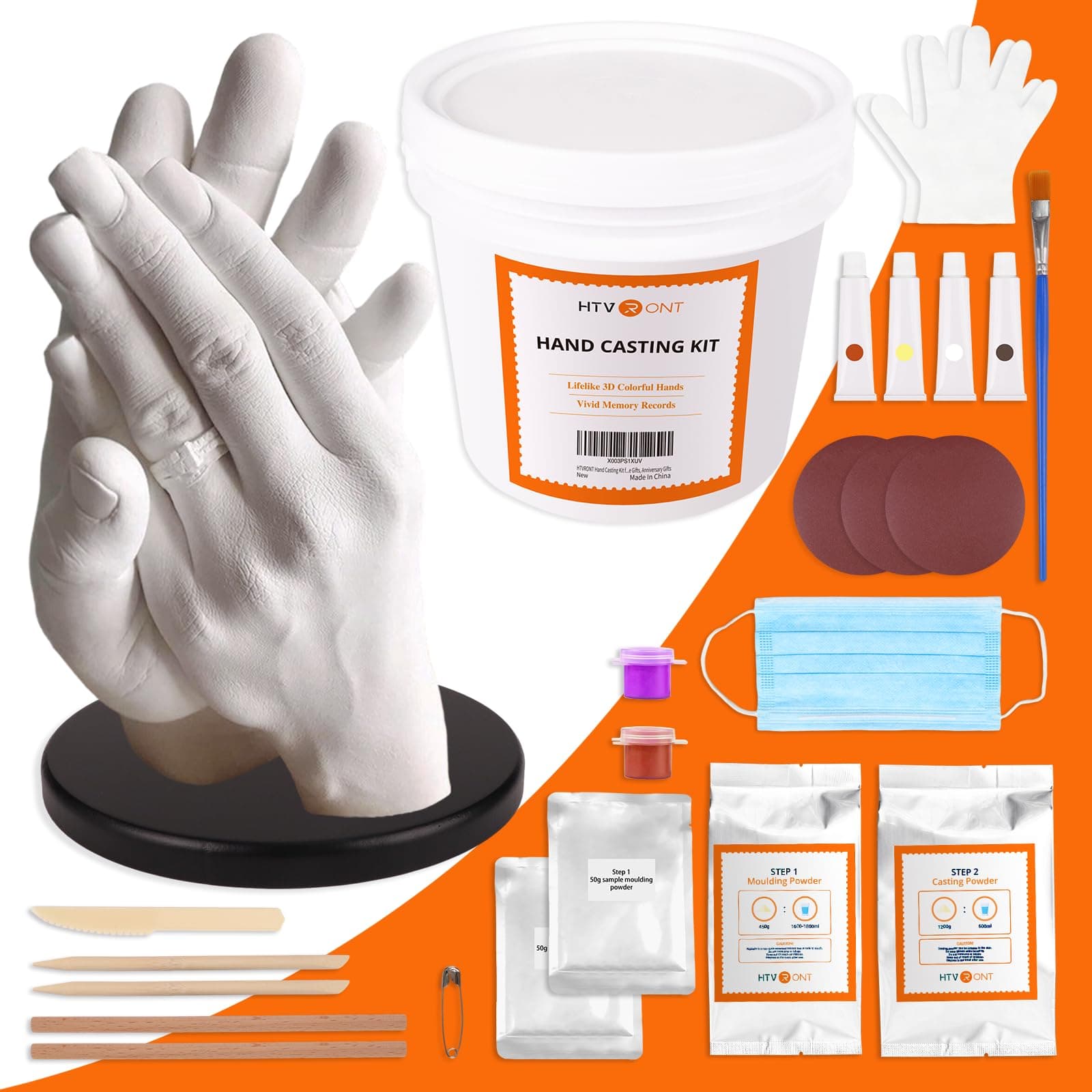HTVRONT Hand Casting Kit Couples - Hand Mold Kit for Women, Plaster Hand Mold Casting Kit as Birthday Gifts, Wedding Gifts for Him & Her & Family