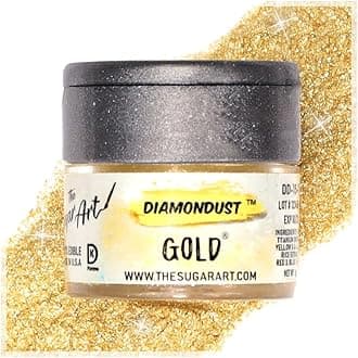 Gold Edible Glitter for Drinks, Cocktails, Cake Decorating, Strawberries, Chocolates & More | No Taste | 4g | 100% Food-Safe | Kosher, Vegan, Gluten & Nut Free | DiamonDust by The Sugar Art …