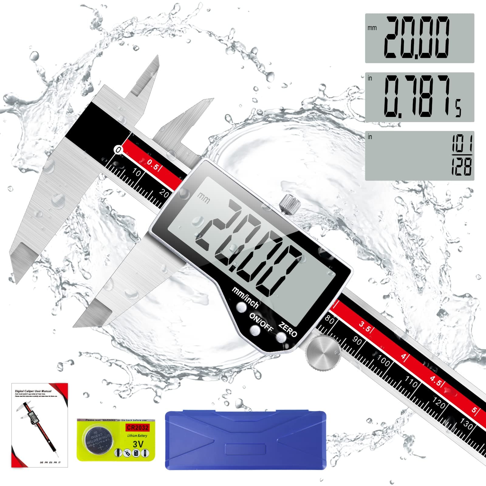 Qfun 6 inch Fractional Digital Caliper