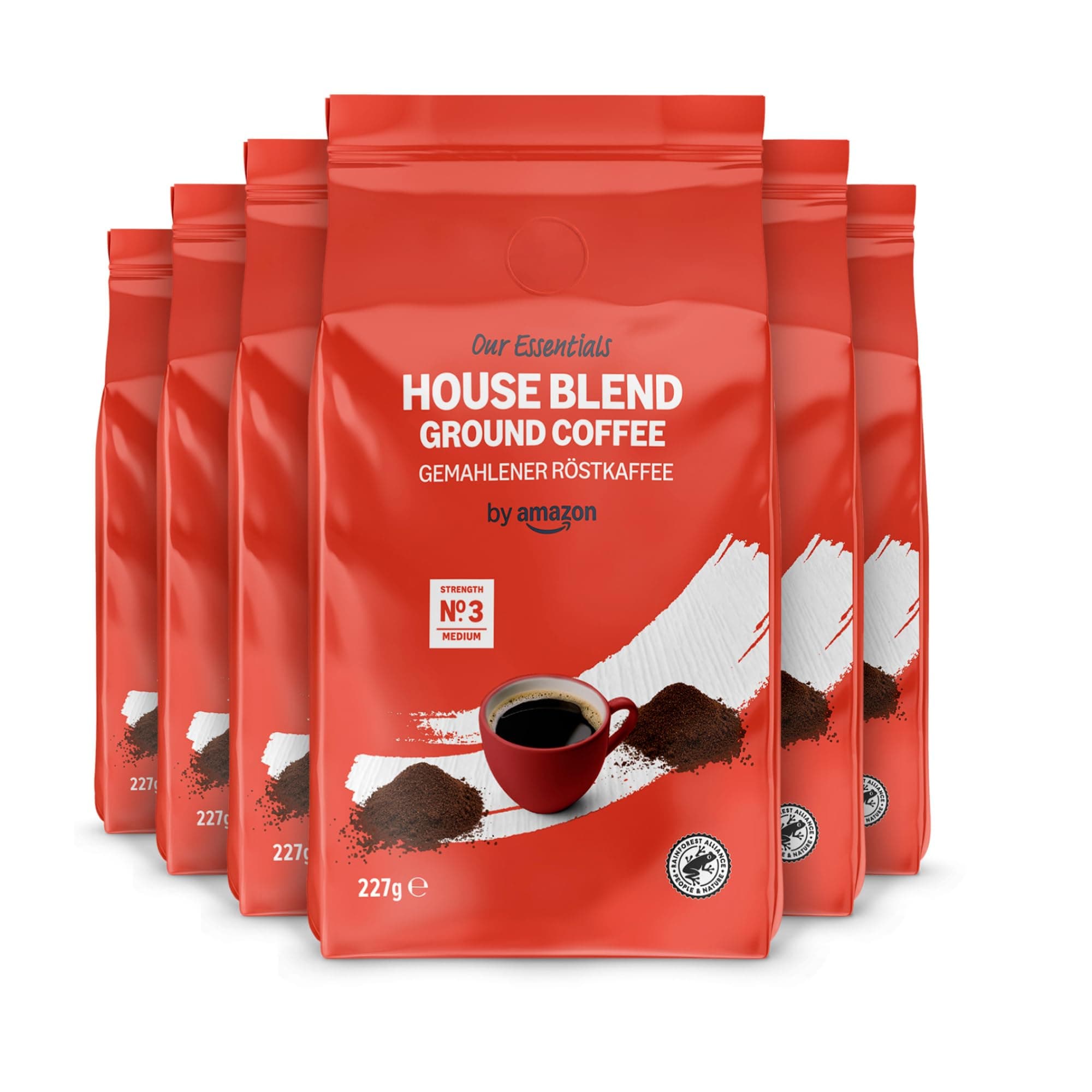 House Blend Ground Coffee, Medium Roast, 1.36 kg (6 Packs of 227g)- Rainforest Alliance Certified
