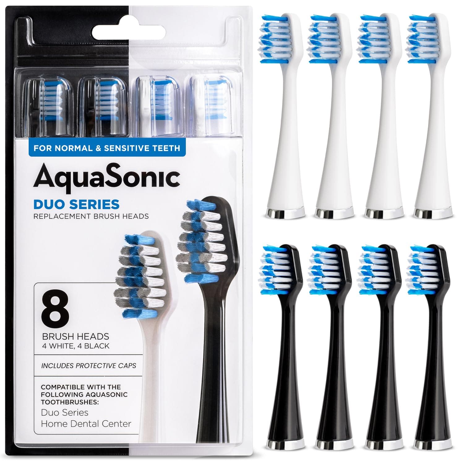 AquaSonic Duo Series Replacement Brush Head | For Normal and Sensitive Teeth | Compatible with Duo Series & Home Dental Center Toothbrush Handles | Does not fit Duo Series Pro