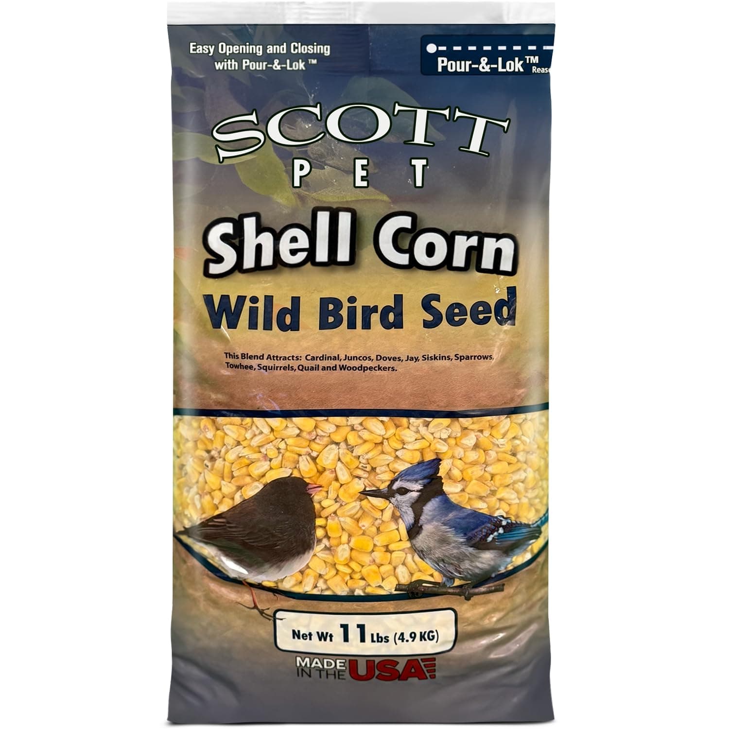 Scott Pet Wild Bird Seed, Shelled Corn, 11 lbs Bag, Feed, Great Source of Protein and Fiber, Food for Outside Wild Birds
