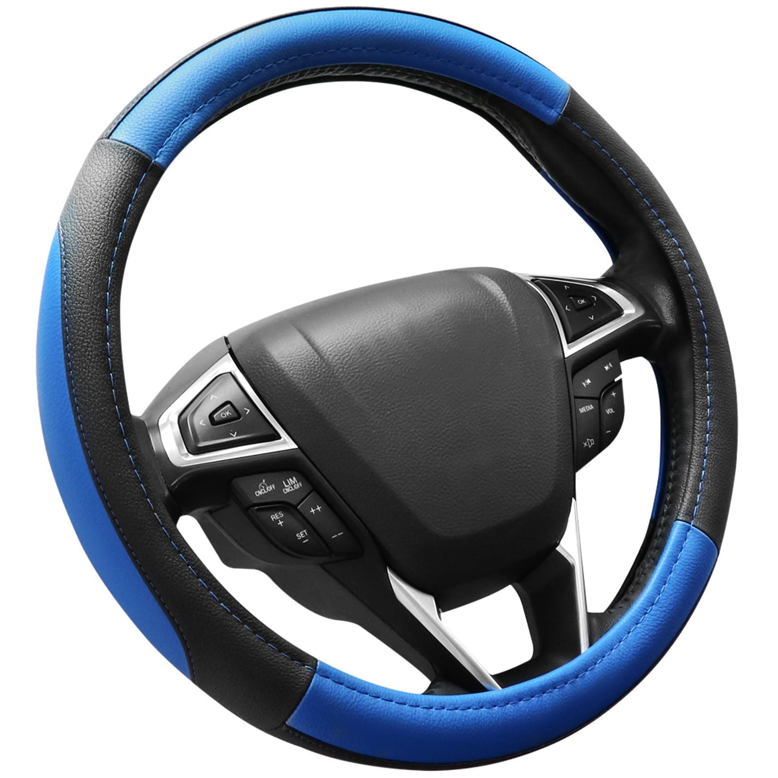 SEG Direct Microfiber Leather Steering Wheel Cover, For Outer Diameters of Approximately 14.6 inches (37 cm) to 15.4 inches (39 cm)