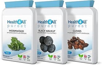 Wormwood, Black Walnut, Cloves Digestive Intestinal Detox Cleanse for Humans Set, 3x90 270 Capsules, 3 Step Gut Cleanse & Repair, Purest Vegan Colon Detox Supplement | Made in UK