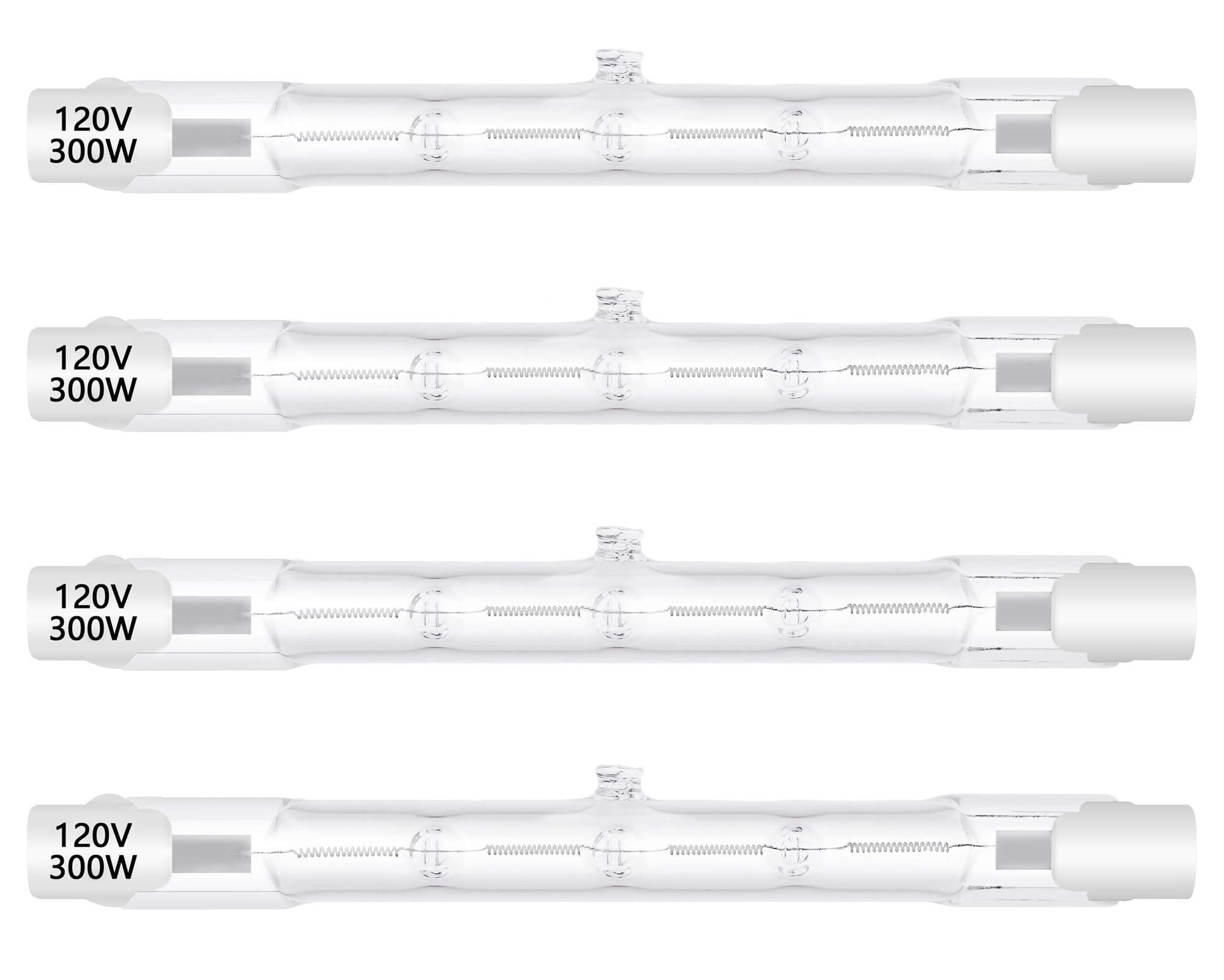 XBOCMY 4 Pack 300W Dimmable Halogen Light Bulbs, 118mm, 4.7-Inch T3 RSC, Warm White, 3000 lumens