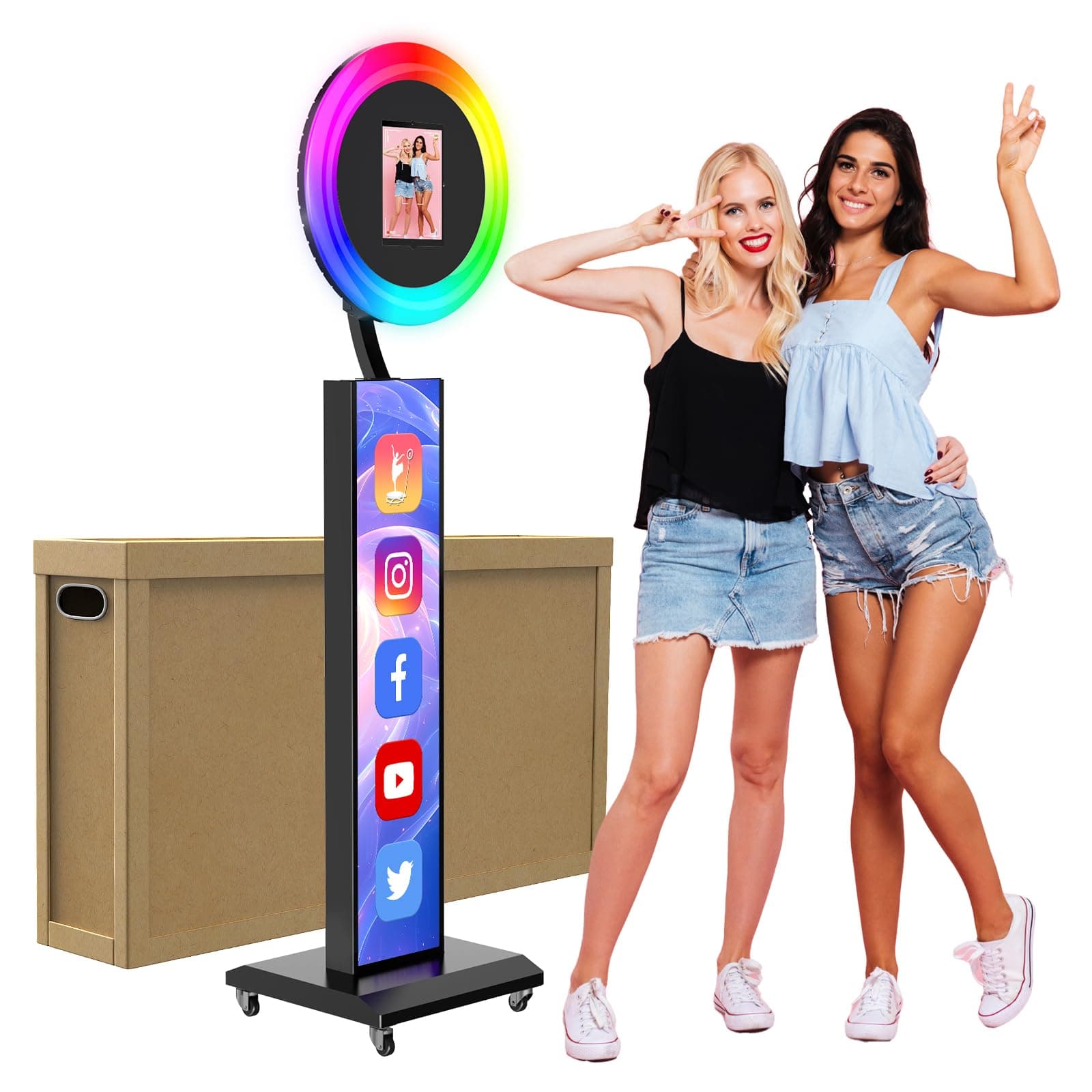 Photo Booth for ipad (Light Box-Honeycomb Case-Black, for IPad 10.2'' 10.9'' 11'' 12.9'')