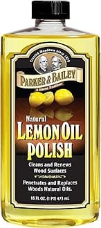 Parker & Bailey Lemon Oil Polish, Natural Lemon Scented Furniture Cleaner & Wood Table Cleaner, Renews & Restores a Finish for Woods, Protects from Drying or Cracking, Leaves a Shiny Finish, 16 oz
