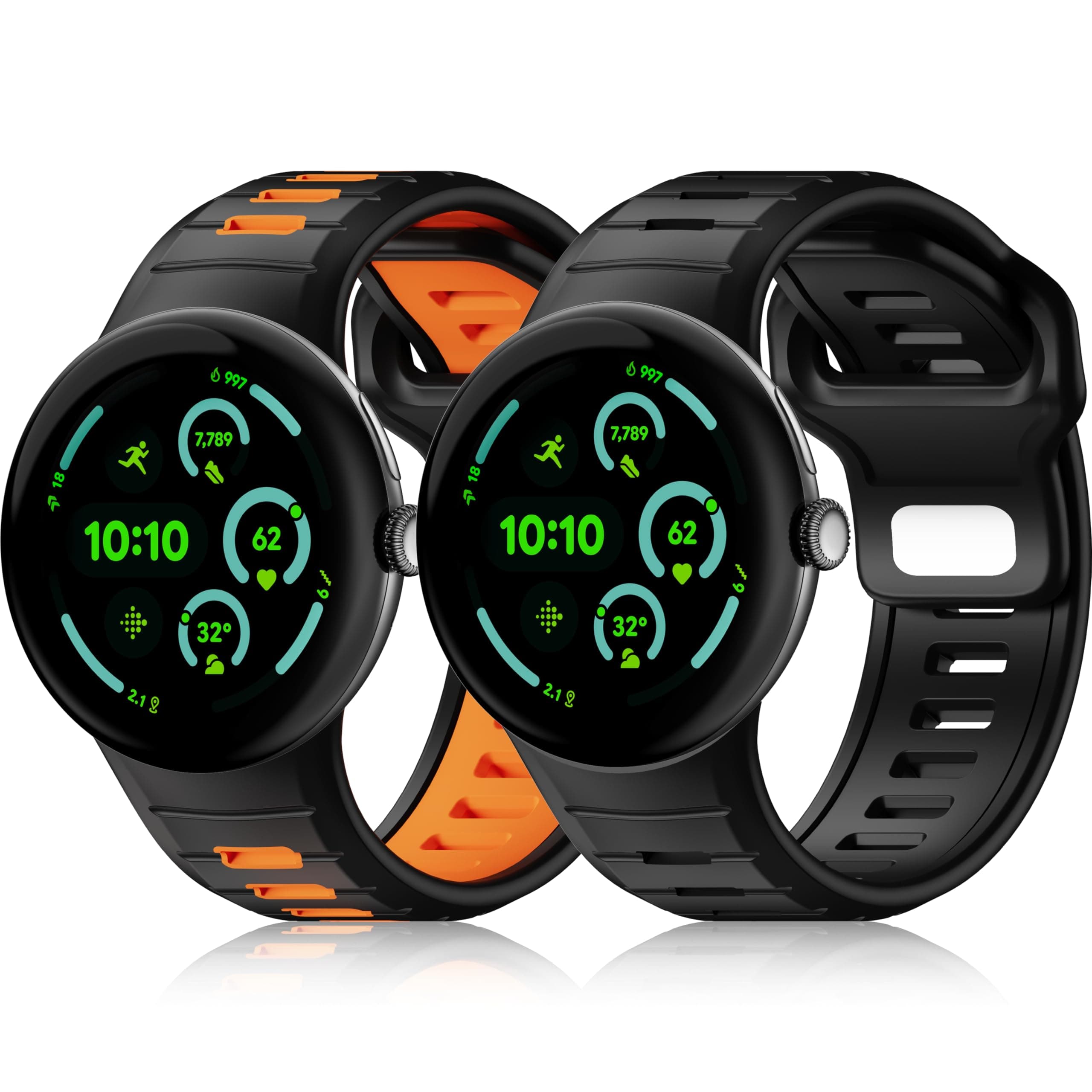 2-Pack Sport Bands Compatible with Google Pixel Watch 3 45mm Band, Soft Loop Silicone Wristbands Waterproof Replacement Strap for Pixel Watch 3 for Men