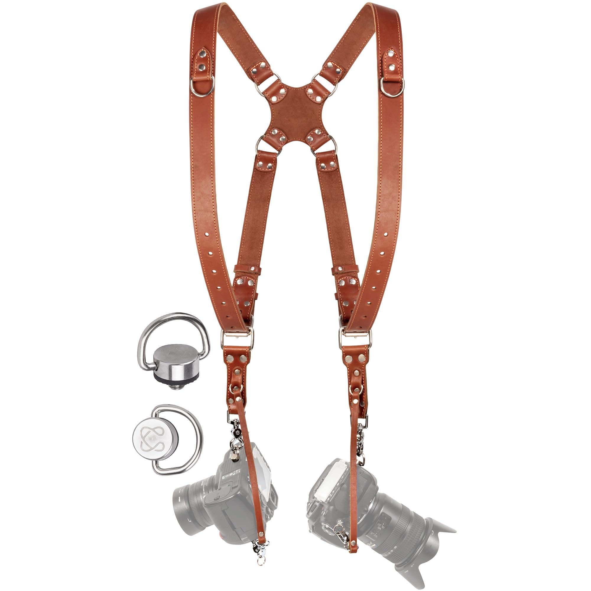 C Coiro Dual Camera Harness for Photographers, Double Adjustable Leather Strap DSLR/SLR, Dual Shoulder Harness