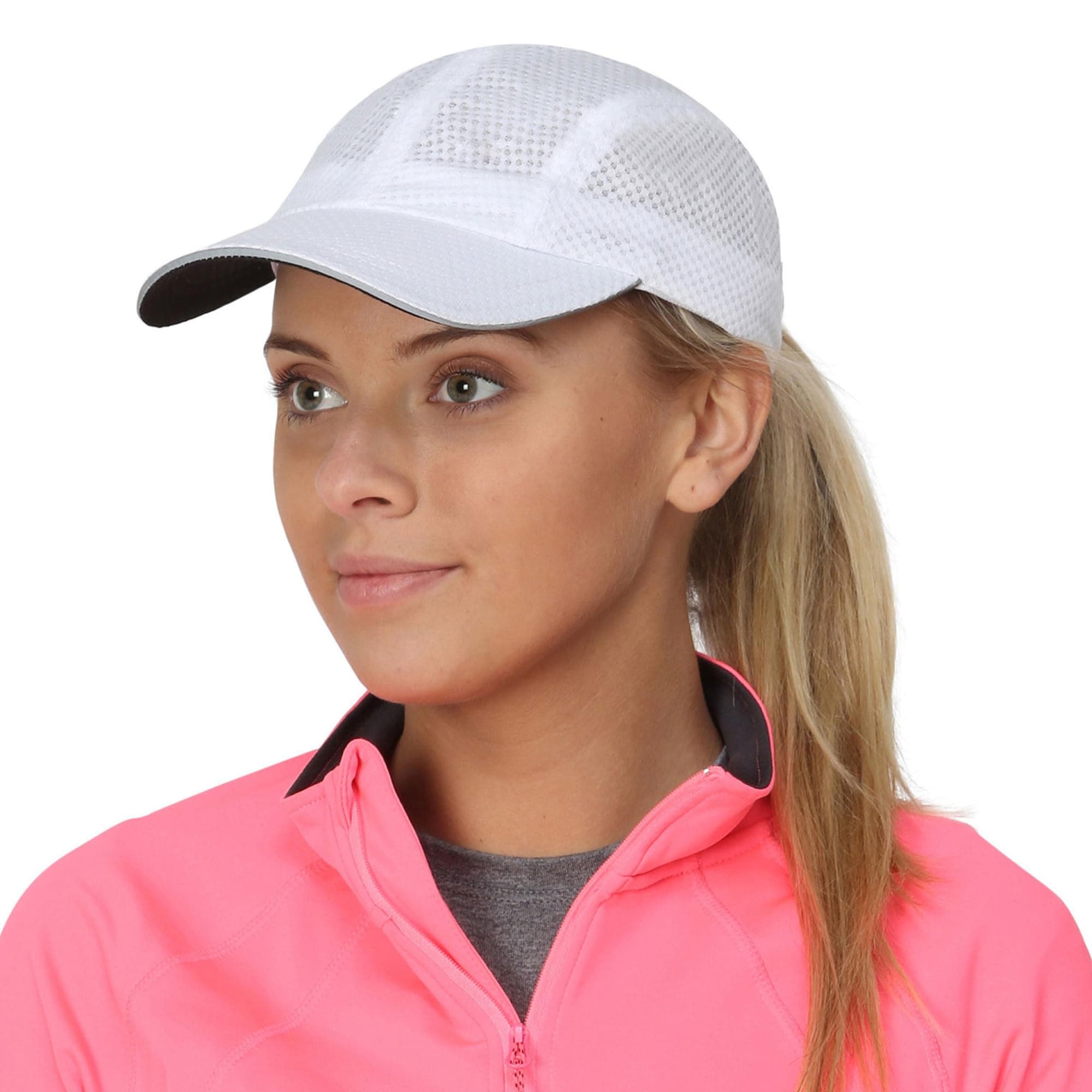 Women's Race Day Performance Running Cap, Lightweight & Quick Drying Mesh Sports Hat with Reflective Trim