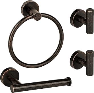 Ntipox 4 Piece Oil Rubbed Bronze Stainless Steel Bathroom Hardware Set Includ...