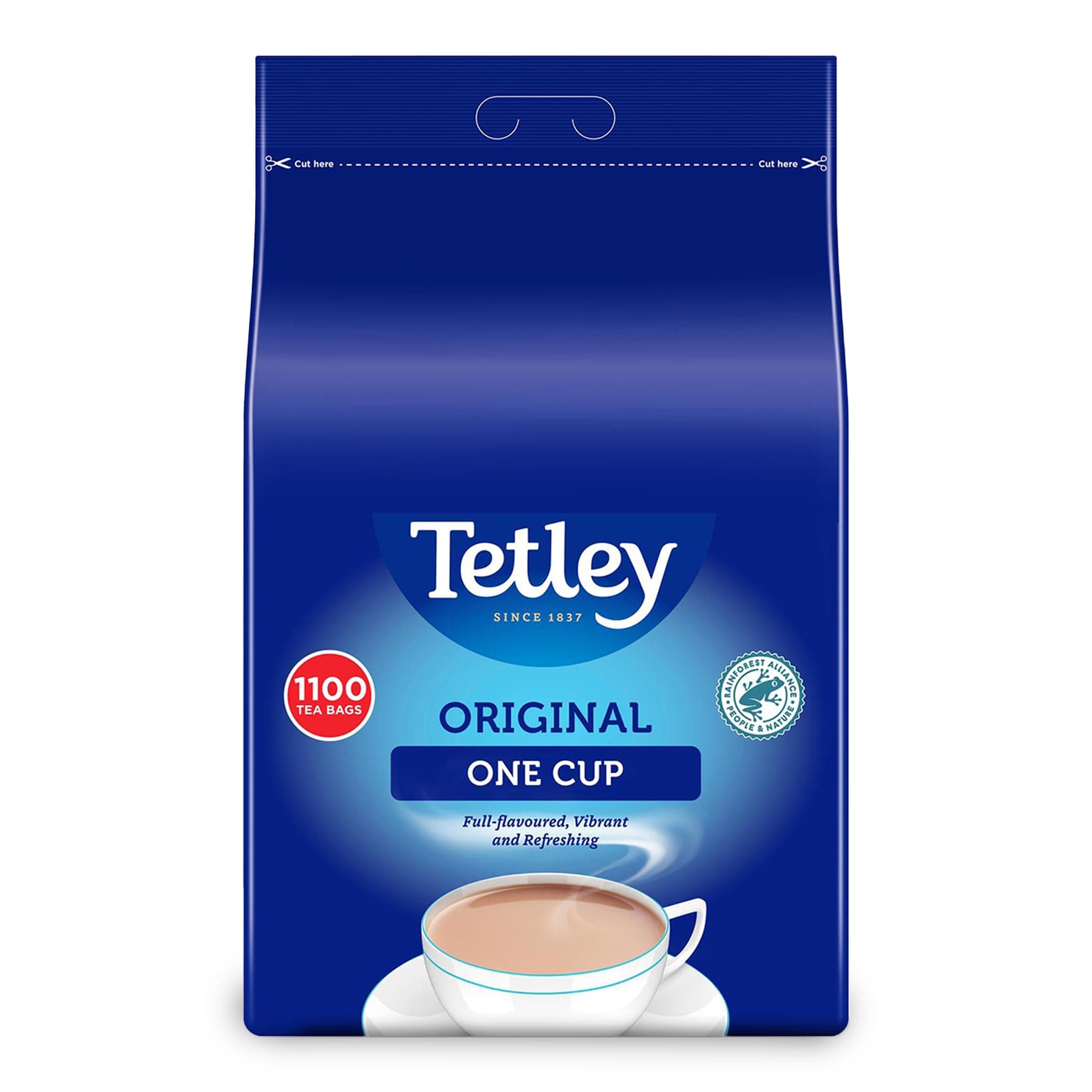 Tetley Original One Cup Black Tea Bags - Bulk Value Pack - Full Flavoured British Brew - Perfect for Breakfast or Anytime - Rainforest Alliance Certified - 1100 Teabags (1 Pack)