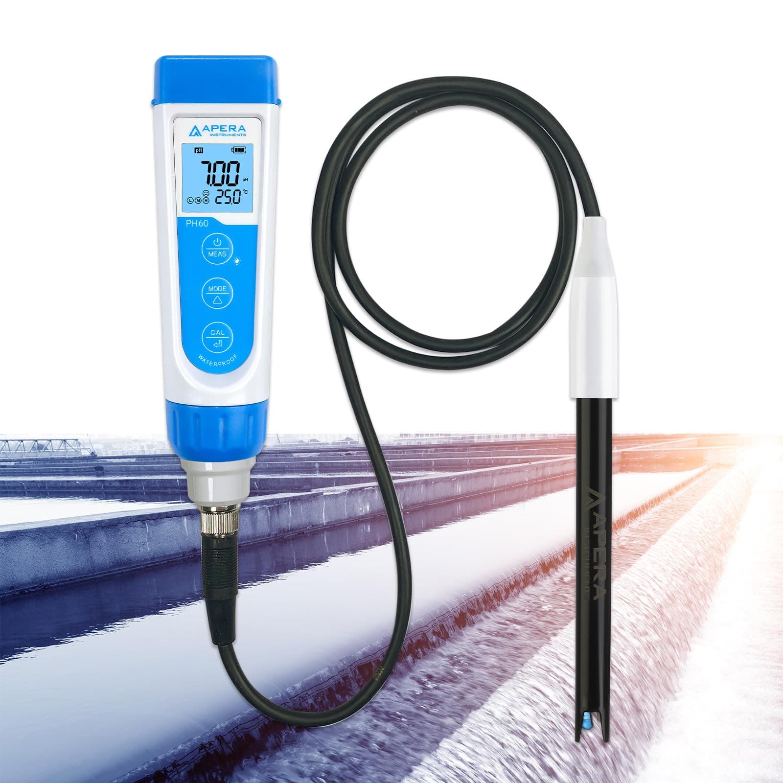 PH60-WW Handheld pH Meter Tester Kit with LabSen 335 ATC pH Electrode for Lab-Grade pH Measurement in Wastewater, Suspensions, and Emulsions