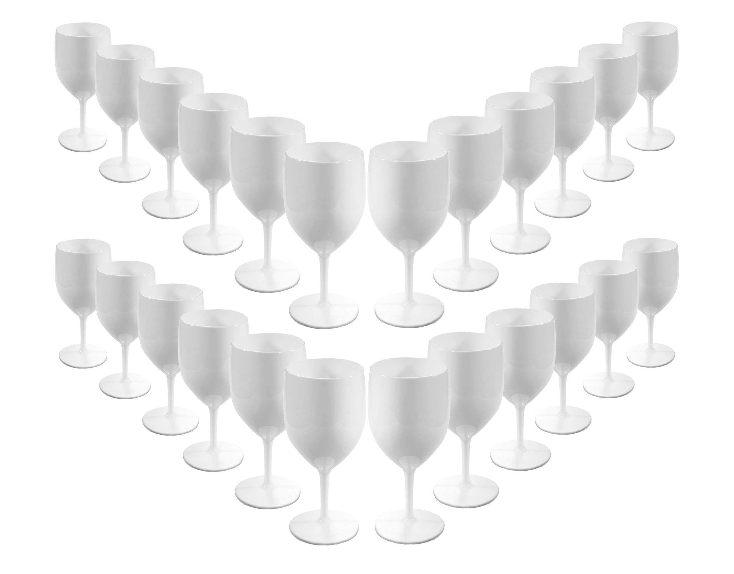 Unbreakable Reusable Polycarbonate Plastic Large White Wine Glasses Set (300ml to Rim Height 18.8cm, Max Diameter 8.1cm) Realistic Alternative to Glass (24)