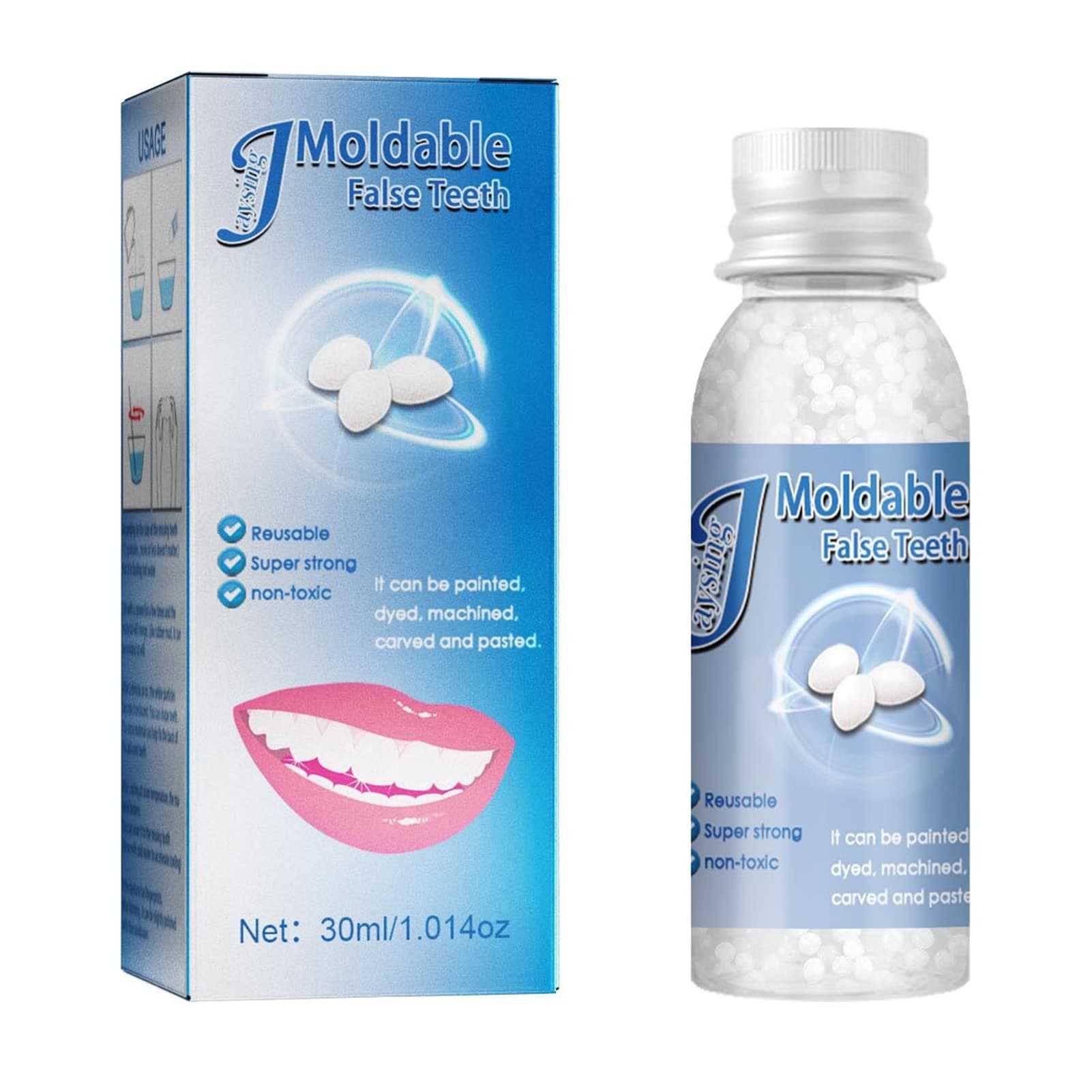 J/E 30ml Moldable False Teeth White Particles Reusable Non-toxic Temporarily Fill Regain Smile Cosplay DIY