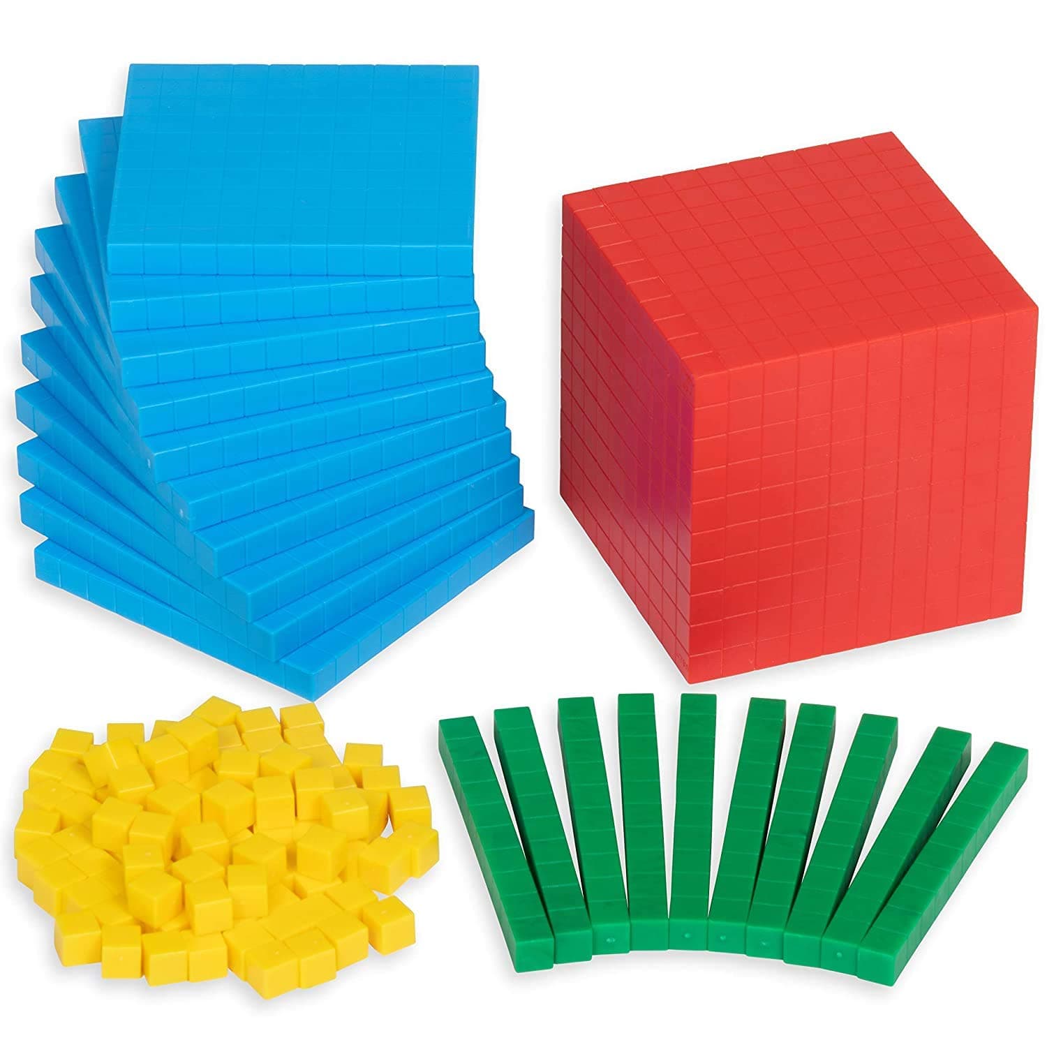121 Pcs Base Ten Blocks - Place Value Blocks - Math Manipulatives For Elementary Classroom, Home Learning, Base 10 For 1St 2Nd 3Rd Grade With Place Value Matt (Multicolour)