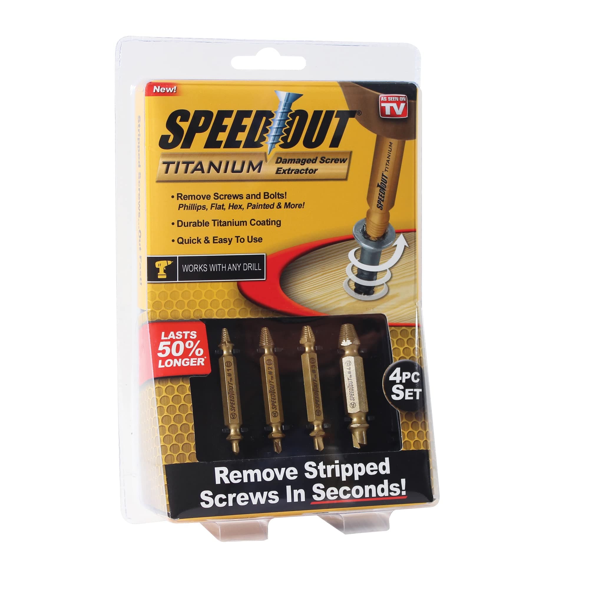 SpeedOut Cobalt Damaged Screw Extractor Kit, 4 Piece Set