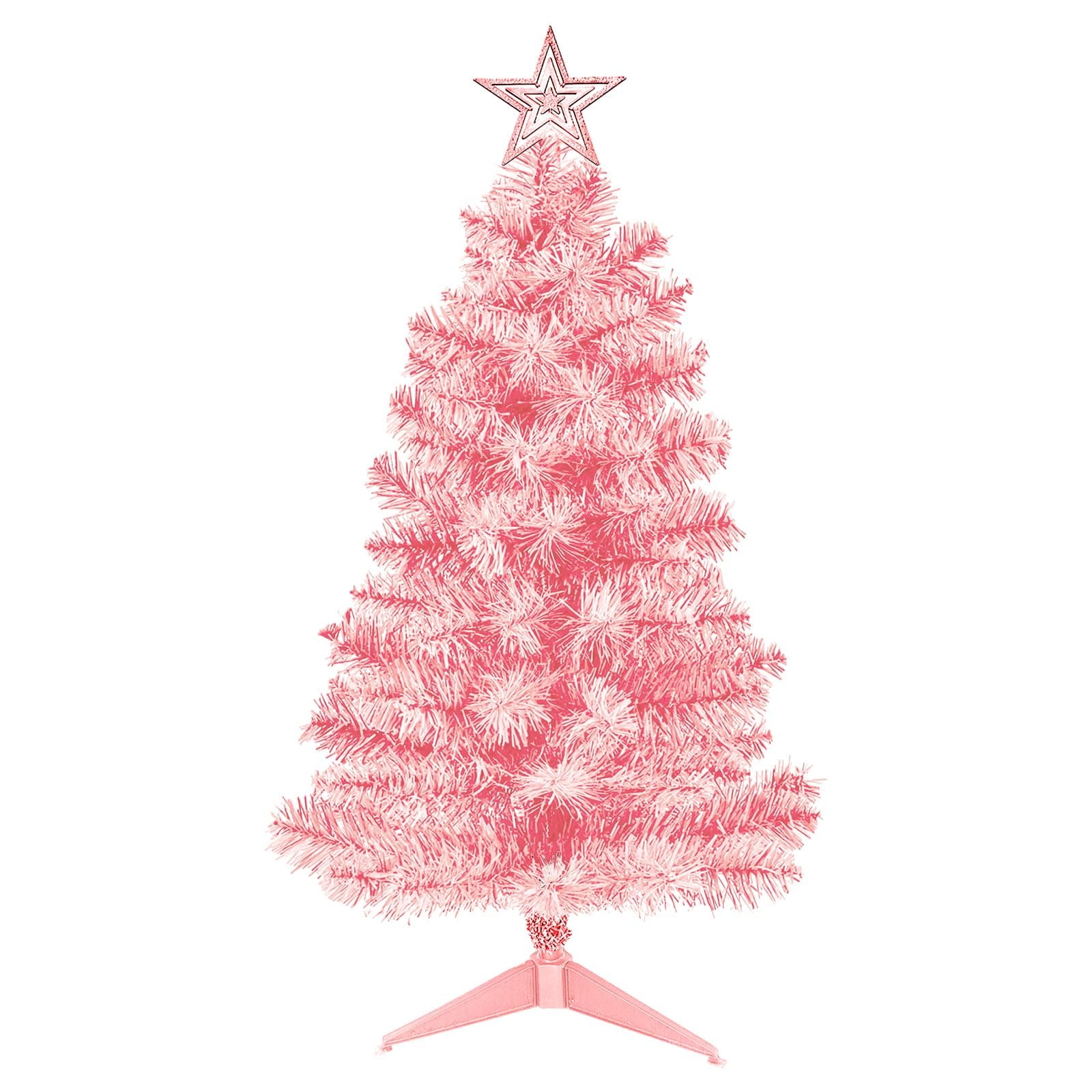 3FT Pink Premium Hinged Artificial Holiday Small Mini Christmas Tree for Tabletop,Home, Office, Indoor and Outdoor Holiday Decoration,Easy Assembly Metal Hinges & Foldable Base