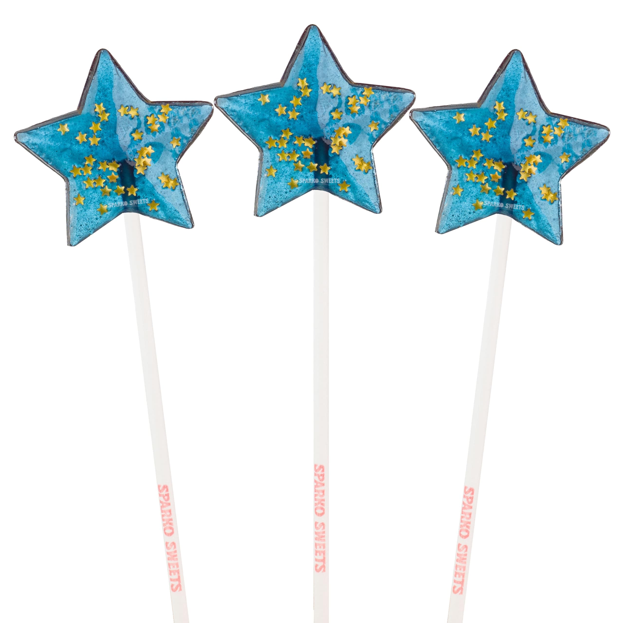 Sparkly Navy Star Lollipops, Blue Raspberry Flavor, 2" Diameter, 2 lbs, 24 Count, Handcrafted in the USA - Perfect for Parties, Baby Showers, and Events