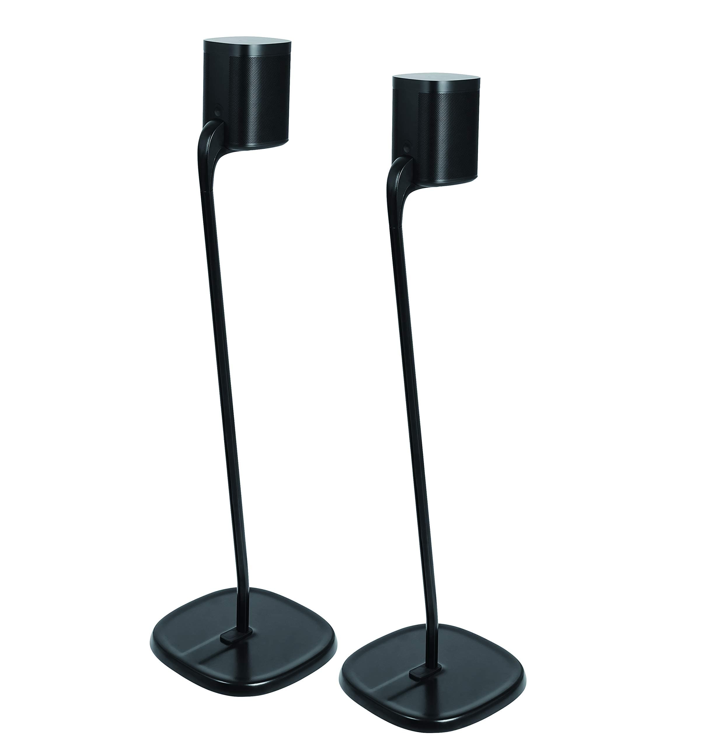 GT STUDIO SONOS Speaker Stands for SONOS One, One SL, Play:1, Play:3, Premium Design Improves Surround Sound, Complete Cord Concealment, Heavy Base - (Pair, Black)