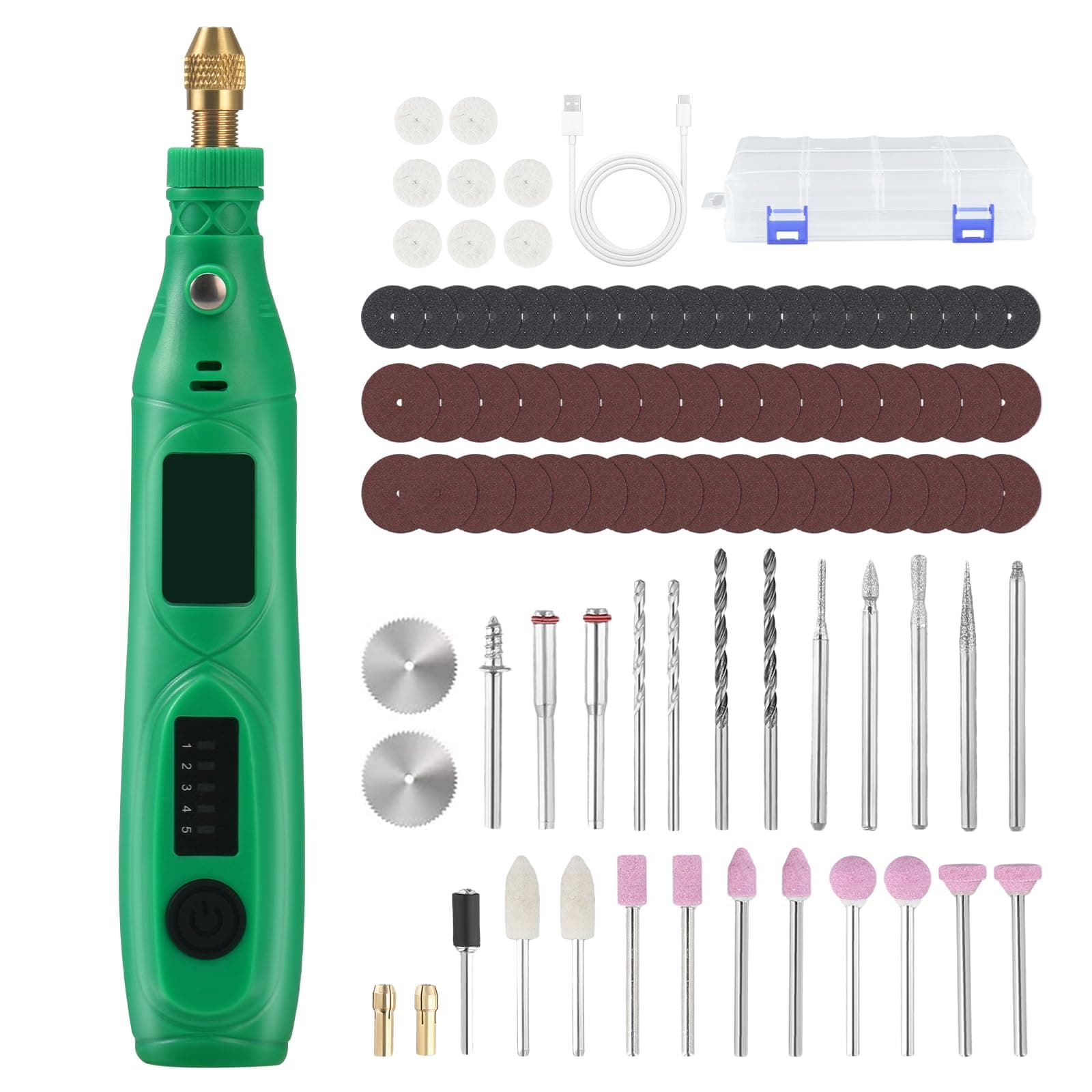 Handheld Mini Cordless Rotary Tool, 3.7V 5-Speed Li-ion Electric DIY Grinder Kit, with 105 Accessories, Tool Kit USB Rechargeable for Engraving, Cutting, Polishing, Cleaning, Craft Projects