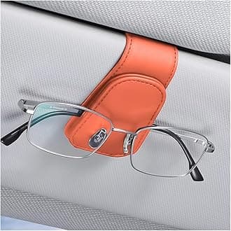 AICEL Sunglasses Holders for Car Sun Visor, Leather Eyeglasses Hanger Mounter, Magnetic Glasses Holder and Ticket Card Clip, Auto Interior Accessories Universal for SUV Pickup Truck