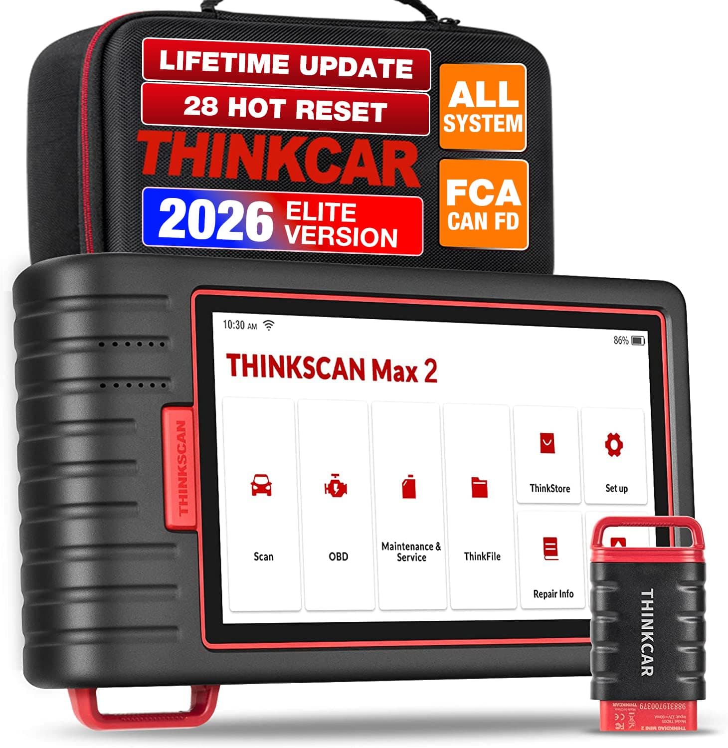 thinkcar Max2 Bi-Directional Control Diagnostic Scan Tool, Wireless OBD2 Scanner with CAN-FD Protocol, OE-Level All System Diagnosis & 28+ Reset Function, AutoAuth for FCA SGW, Free Lifetime Update