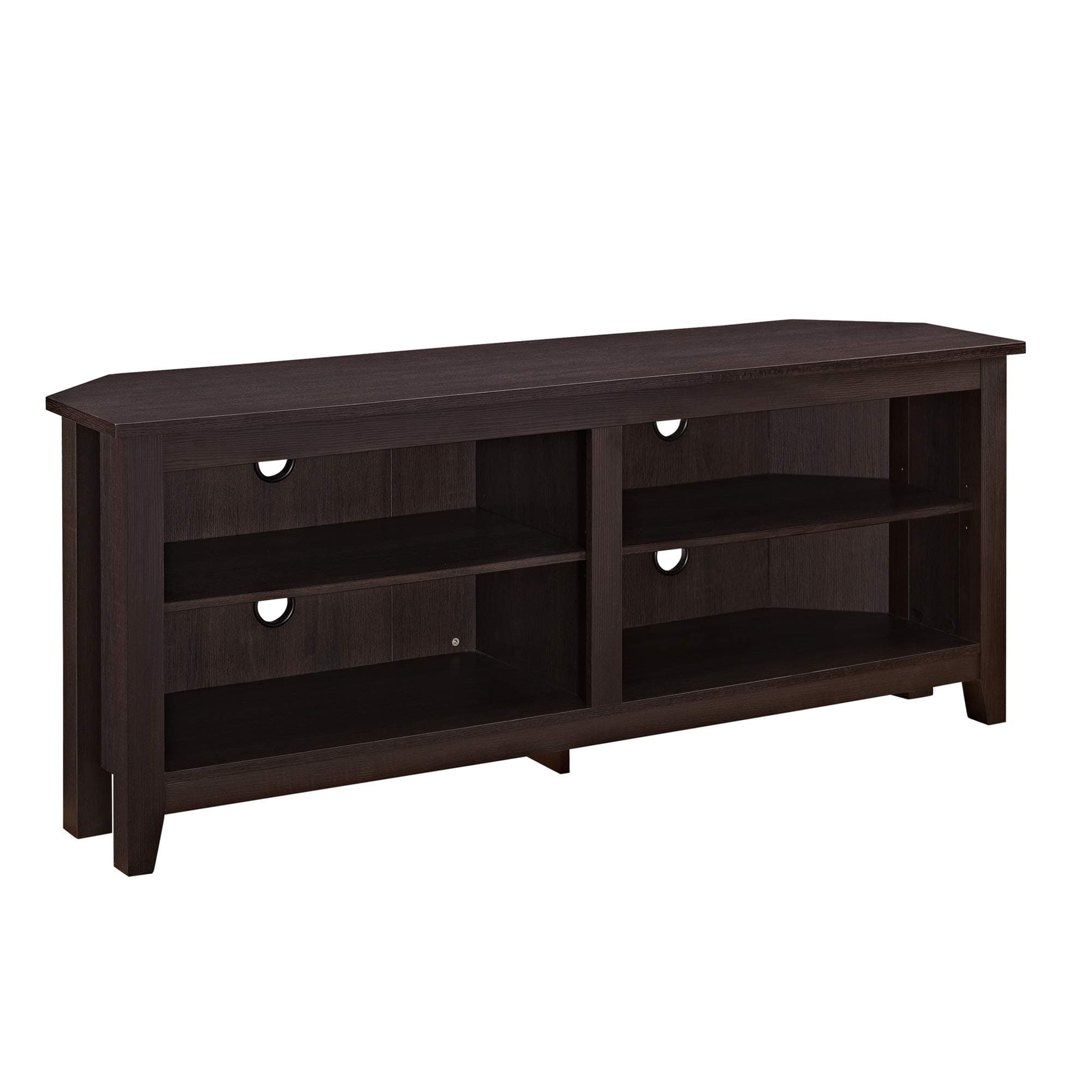 Walker Edison Maxwell Classic 2 Shelf Corner TV Stand for TVs up to 65 Inches, 58 Inch, Espresso