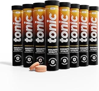 Daily Immunity Tablets - 4-in-1 Effervescent Multivitamins, Minerals & Phytonutrients - Vitamin D, Vitamin C and Zinc - Vegan, No Sugar- Max Strength Tablets, Orange & Mango, 160 Count