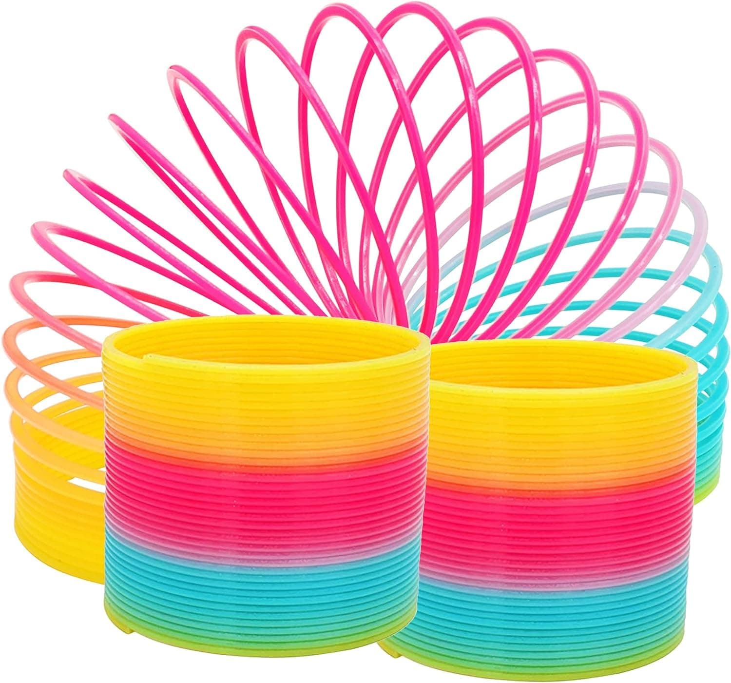 3 Pack Giant Walking Spring Toy,3" Inches Plastic Rainbow,Plastic Coil Spring Toy, Fidget Stress Coil Springs Bulk Toys for Carnival Prize Birthday,Classroom, Party Favors,Goodie Bag Stuffers