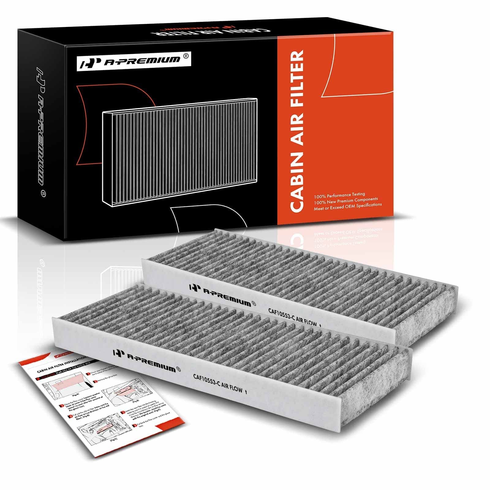 A-Premium 2-PC Cabin Air Filter with Activated Carbon Compatible with Nissan Frontier 2005-2023, Pathfinder 2005-2012, Xterra 2005-2015, NV1500/NV2500/NV3500 2012-2015 & Suzuki Equator 2009-2012