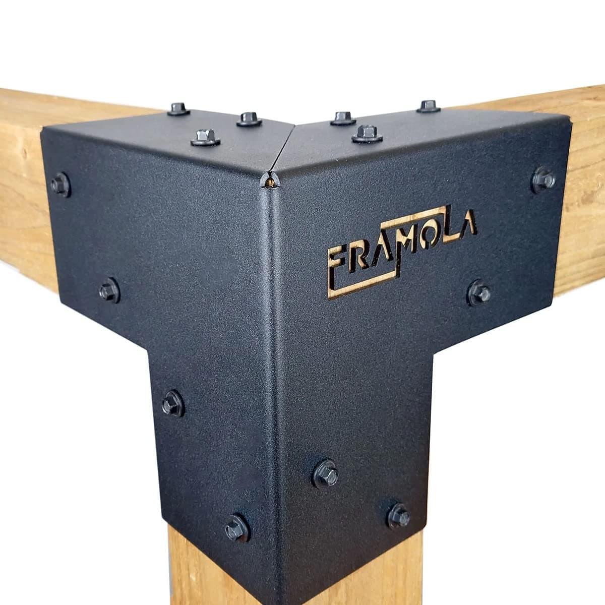 Indoor Outdoors 2 Pack Framola Pergola Corner Brackets - Simple Construction - Staggered Holes - 3 Pieces Wood Joints Structure Hardware Kit (4"/100mm Post)