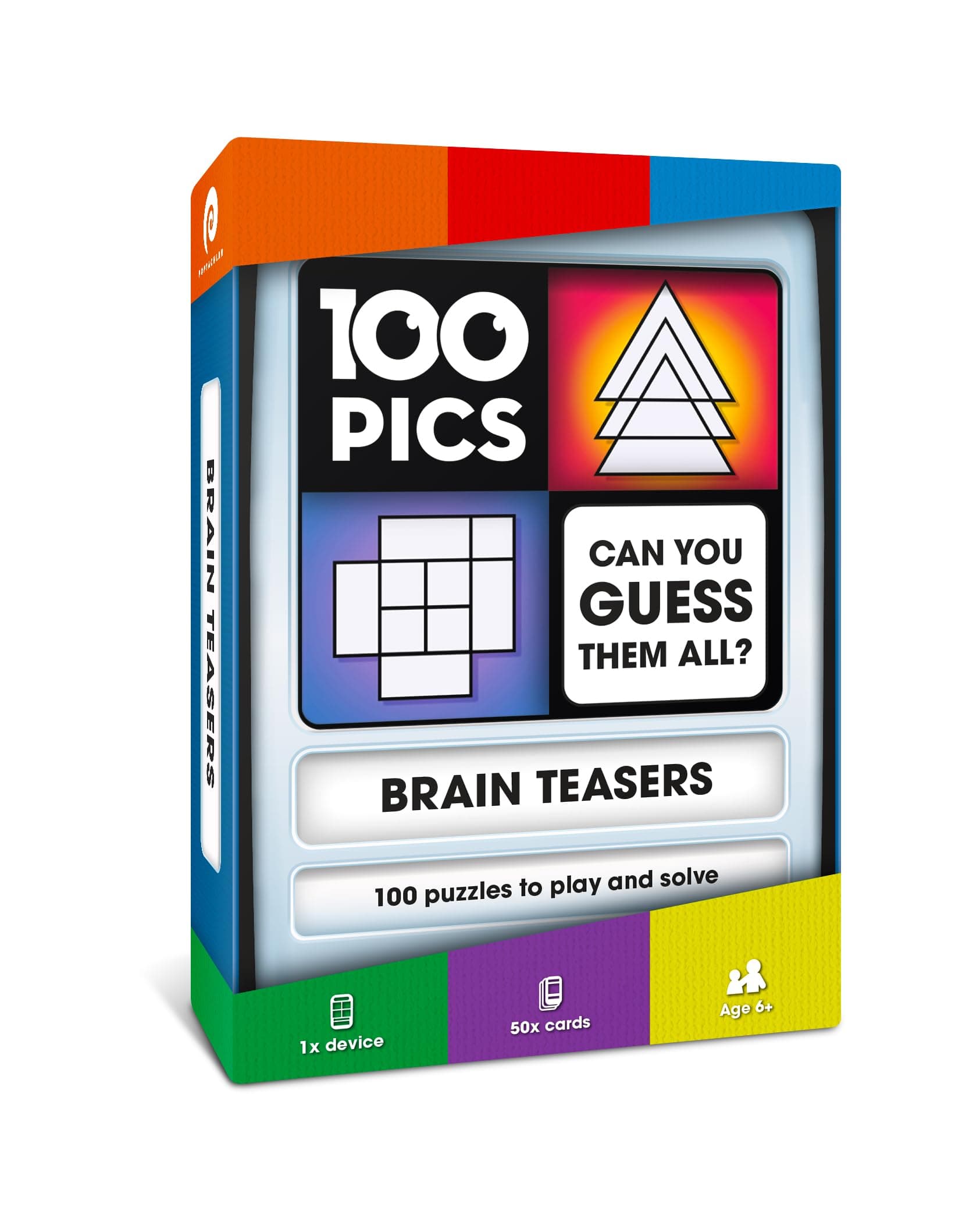 Brain Teasers Travel Game - Solve 100 Puzzles | Flash Cards with Slide Reveal Case | Card Game, Gift, Stocking Stuffer | Hours of Fun for Kids and Adults | Age 6+, Riddles